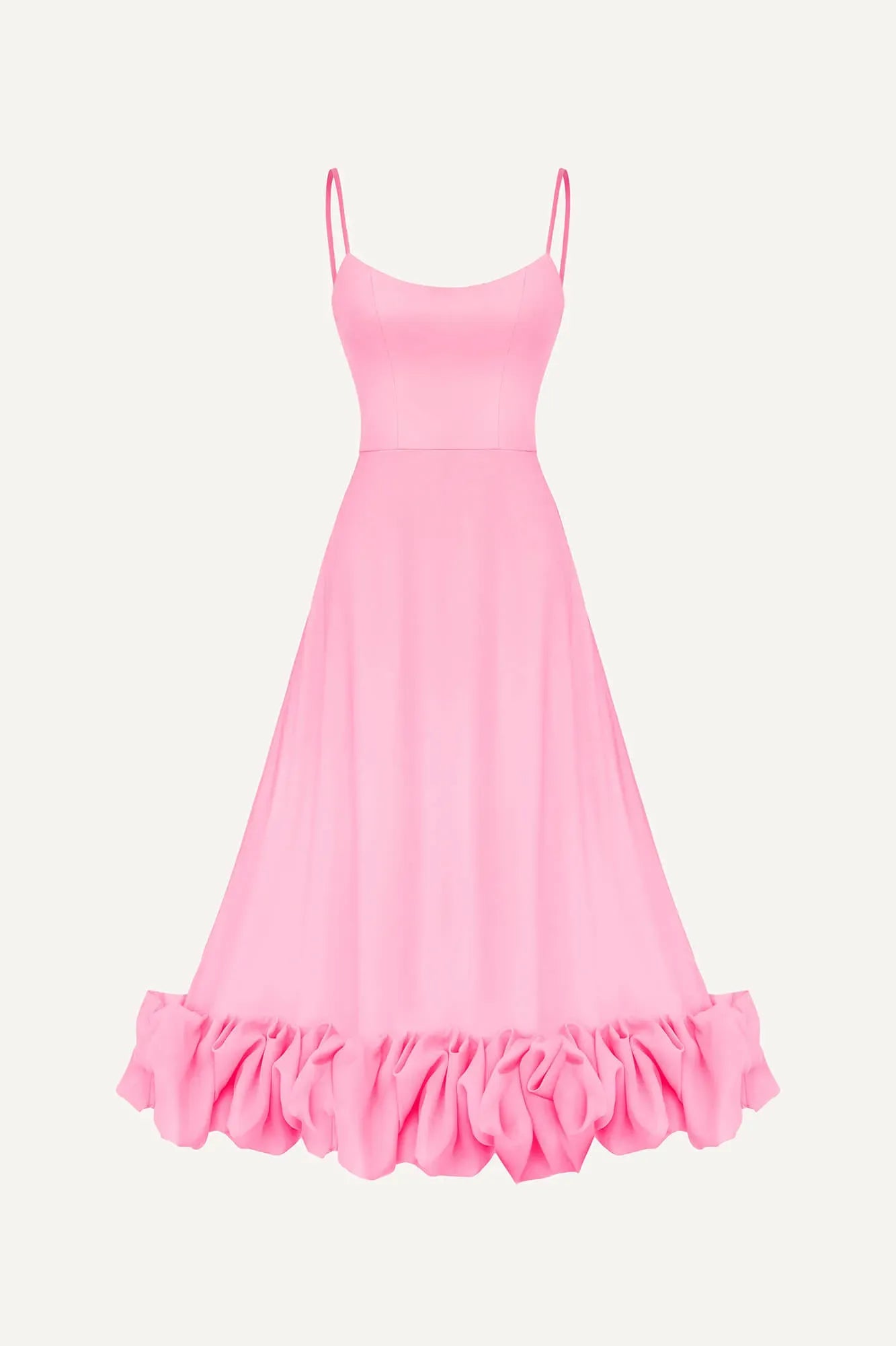 Midi-length bustier dress with gathering