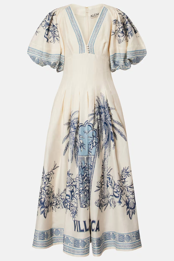 Villa Romantica Linen-Blend Maxi Dress