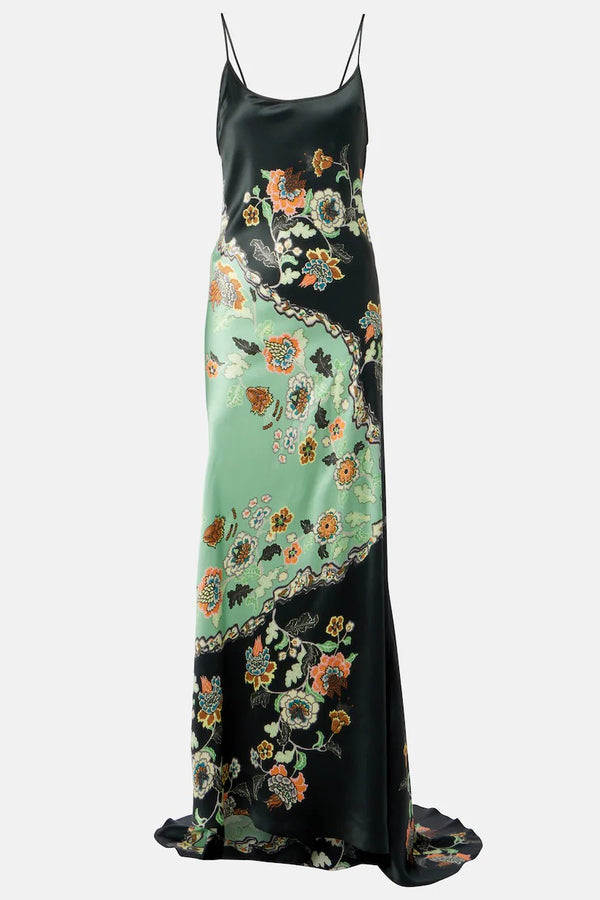 Roberto Cavalli Floral Silk Satin Slip Dress