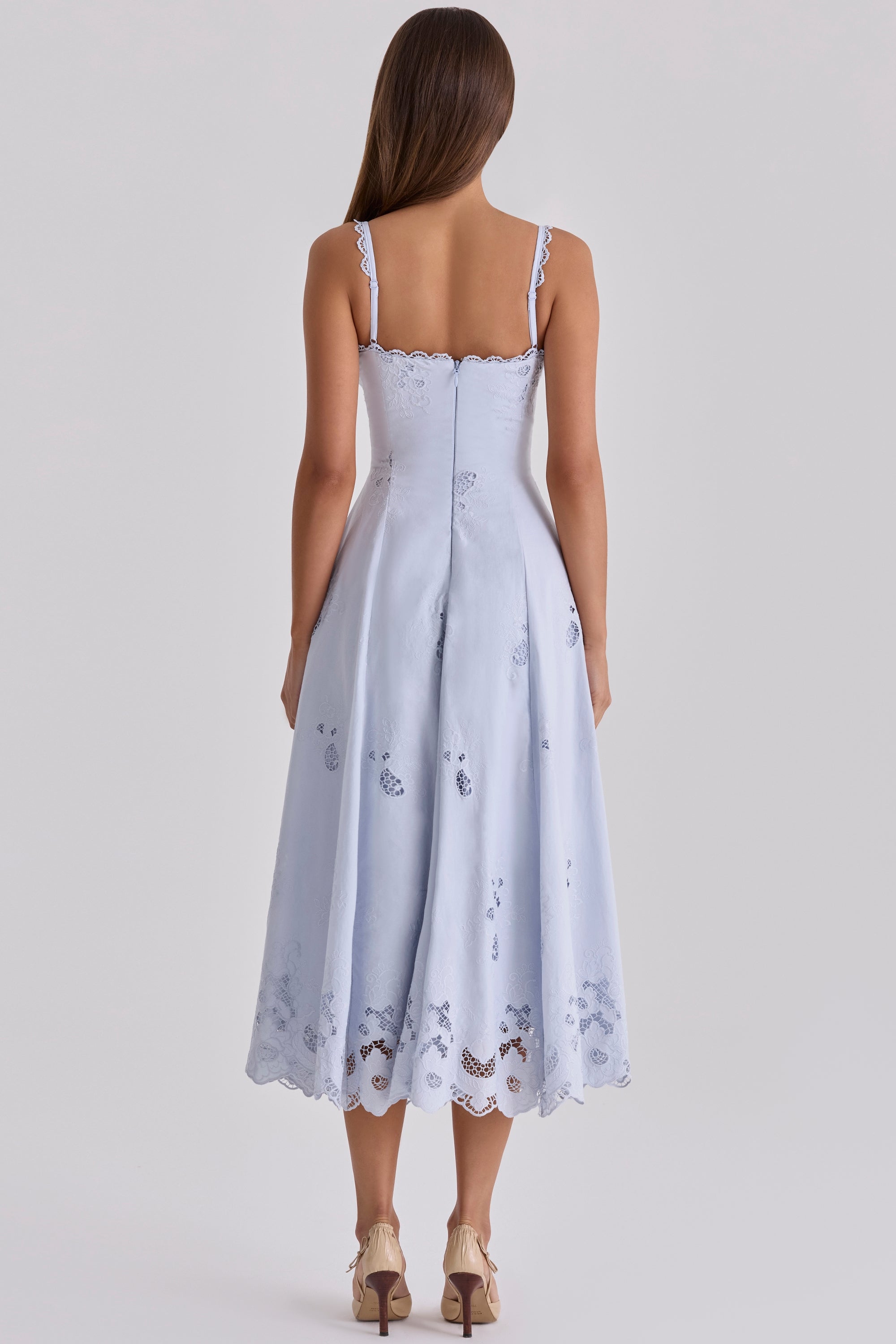 Tatiana Bluebell Cotton Broderie Anglais Midi Sundress