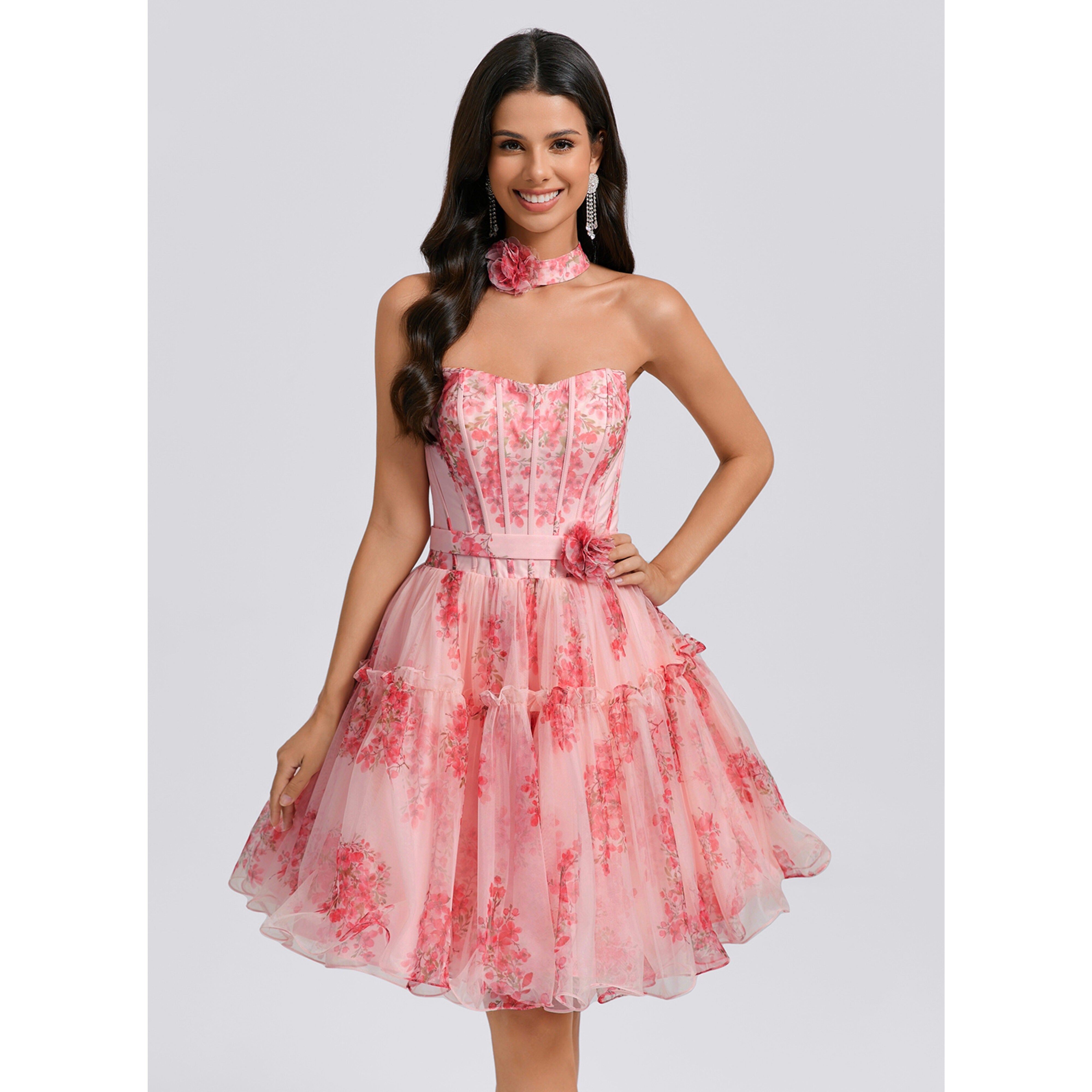 Marciana Ball-Gown/Princess Sweetheart Sleeveless 3D Floral Tulle Homecoming Dress