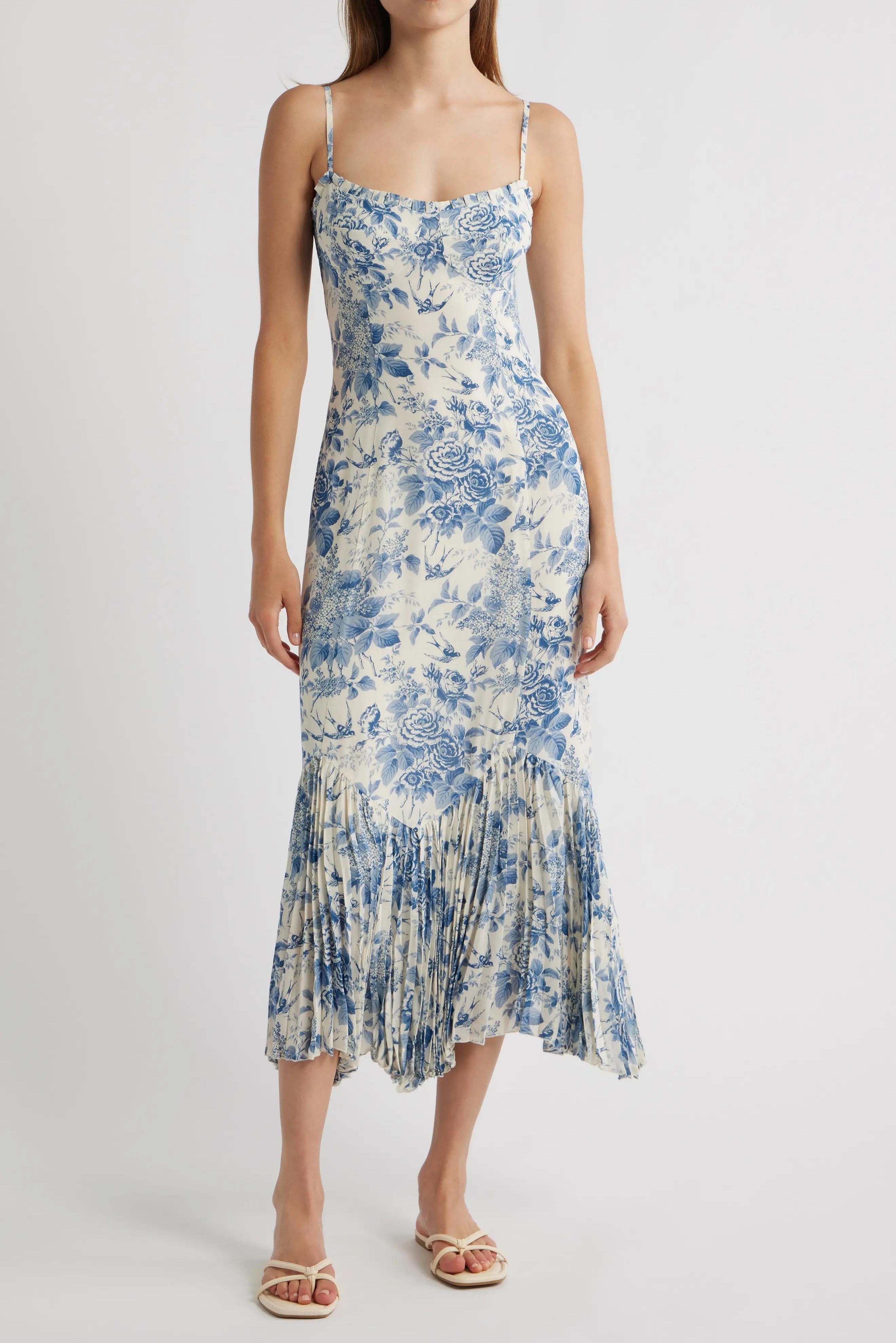 Reformation Aiko Pleated Slipdress