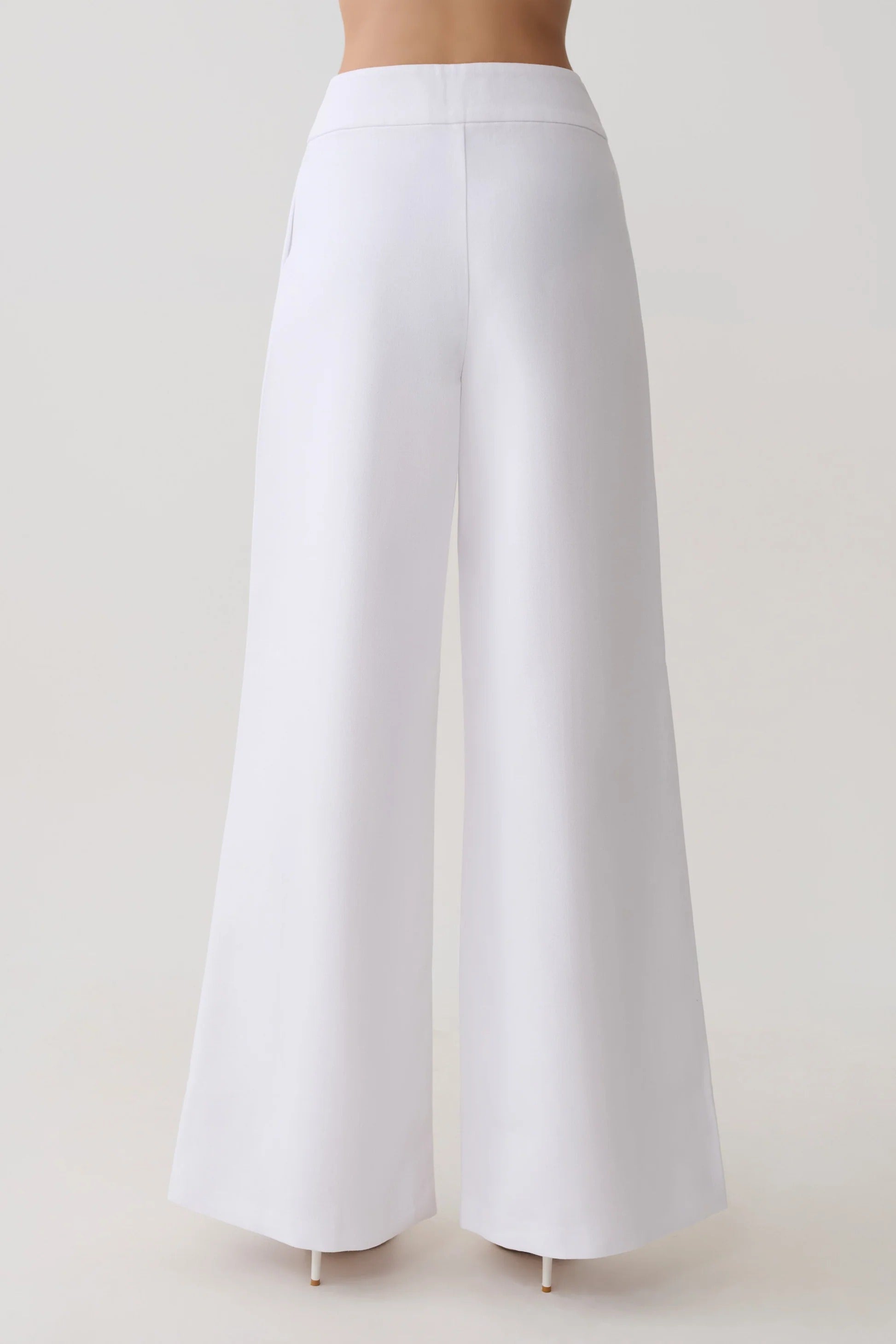 Raya Mid Rise Wide Leg Linen Pant - White