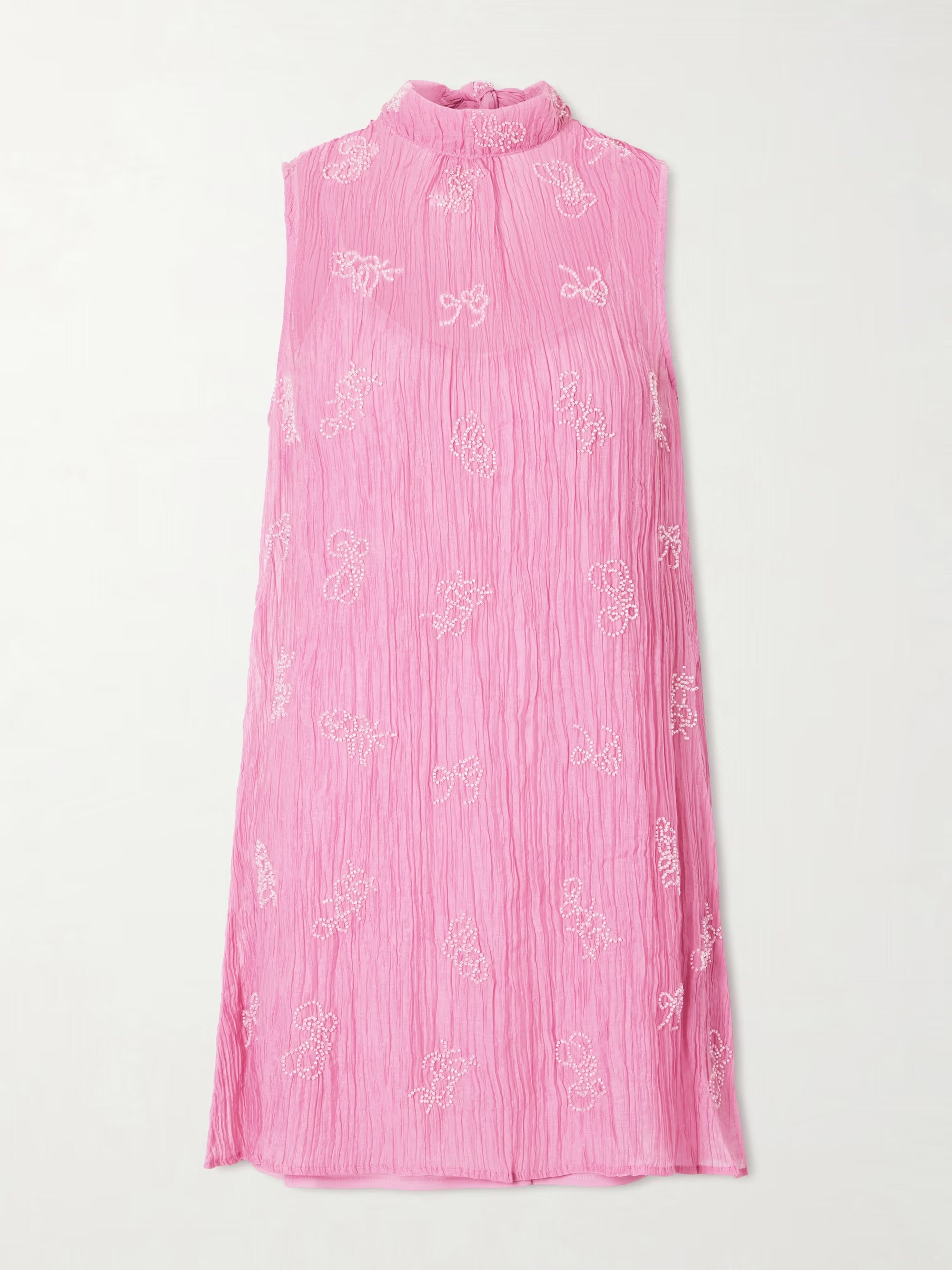STAUD Albee bead-embellished crinkled modal-blend organza mini dress