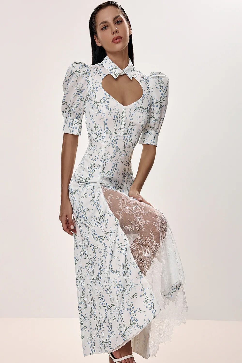Midi Dress with Structured Bodice