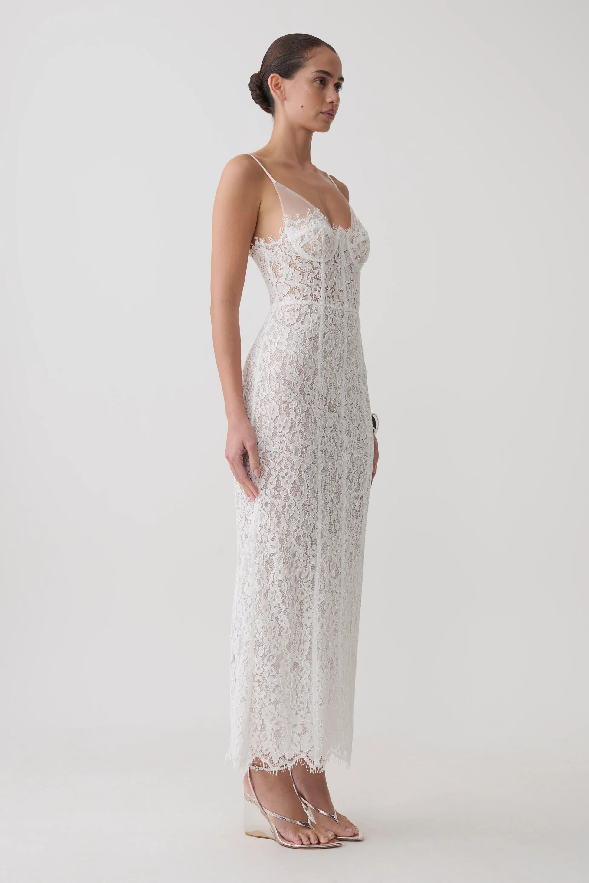 Ottilie Lace And Mesh Midi Dress