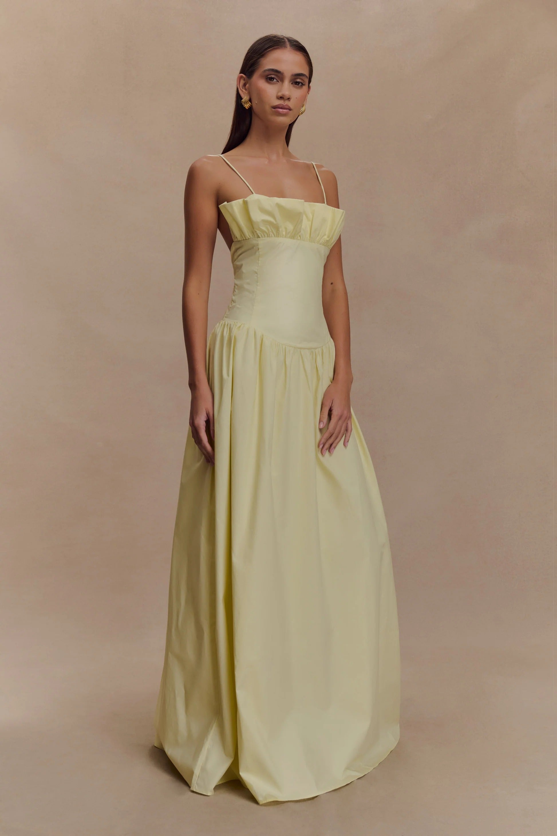 Cotton Frill Maxi Dress - Lemon