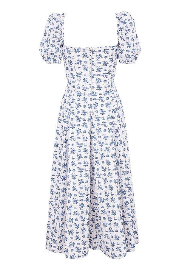 Tallulah blue white floral midi dress