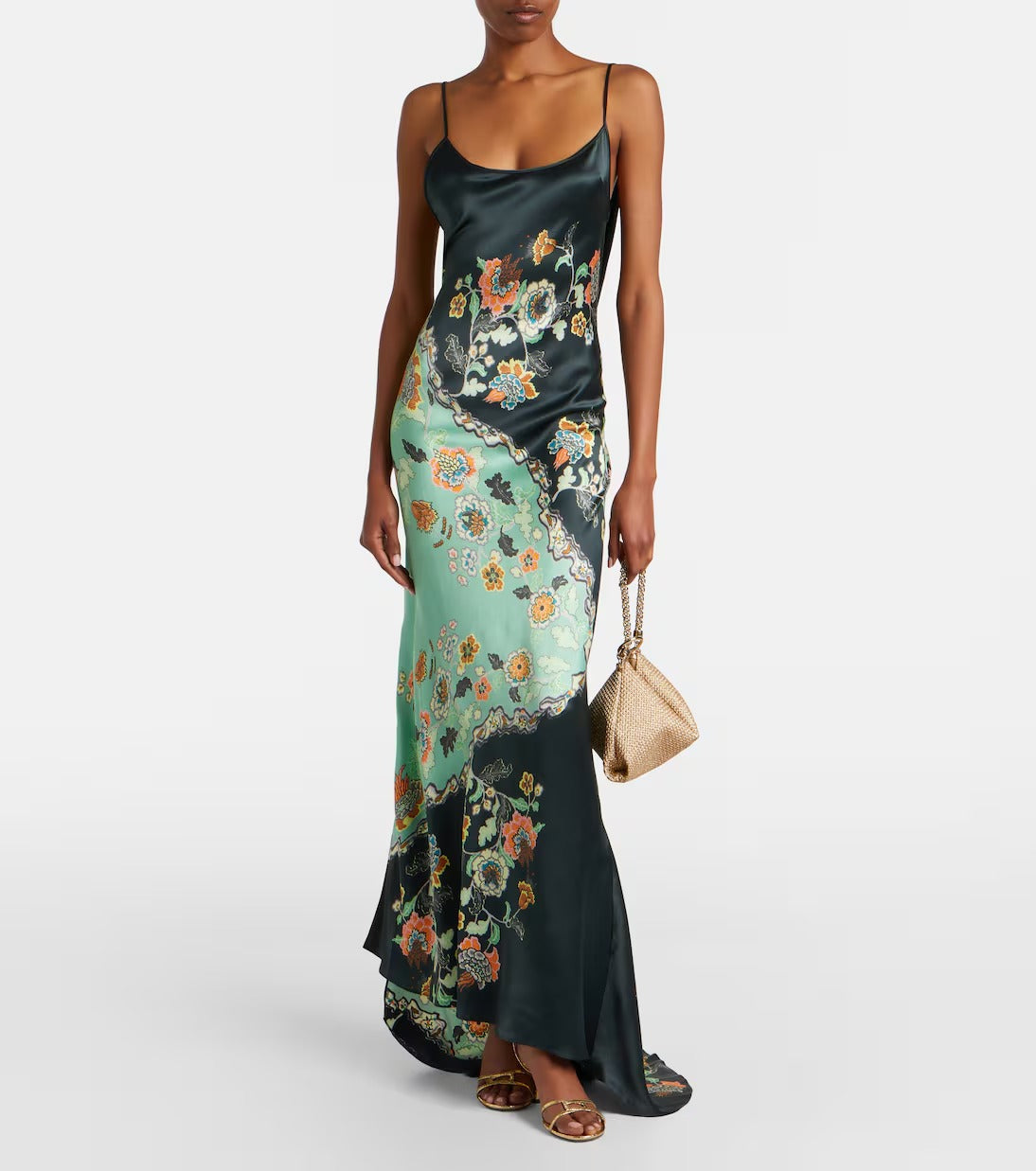 Roberto Cavalli Floral Silk Satin Slip Dress