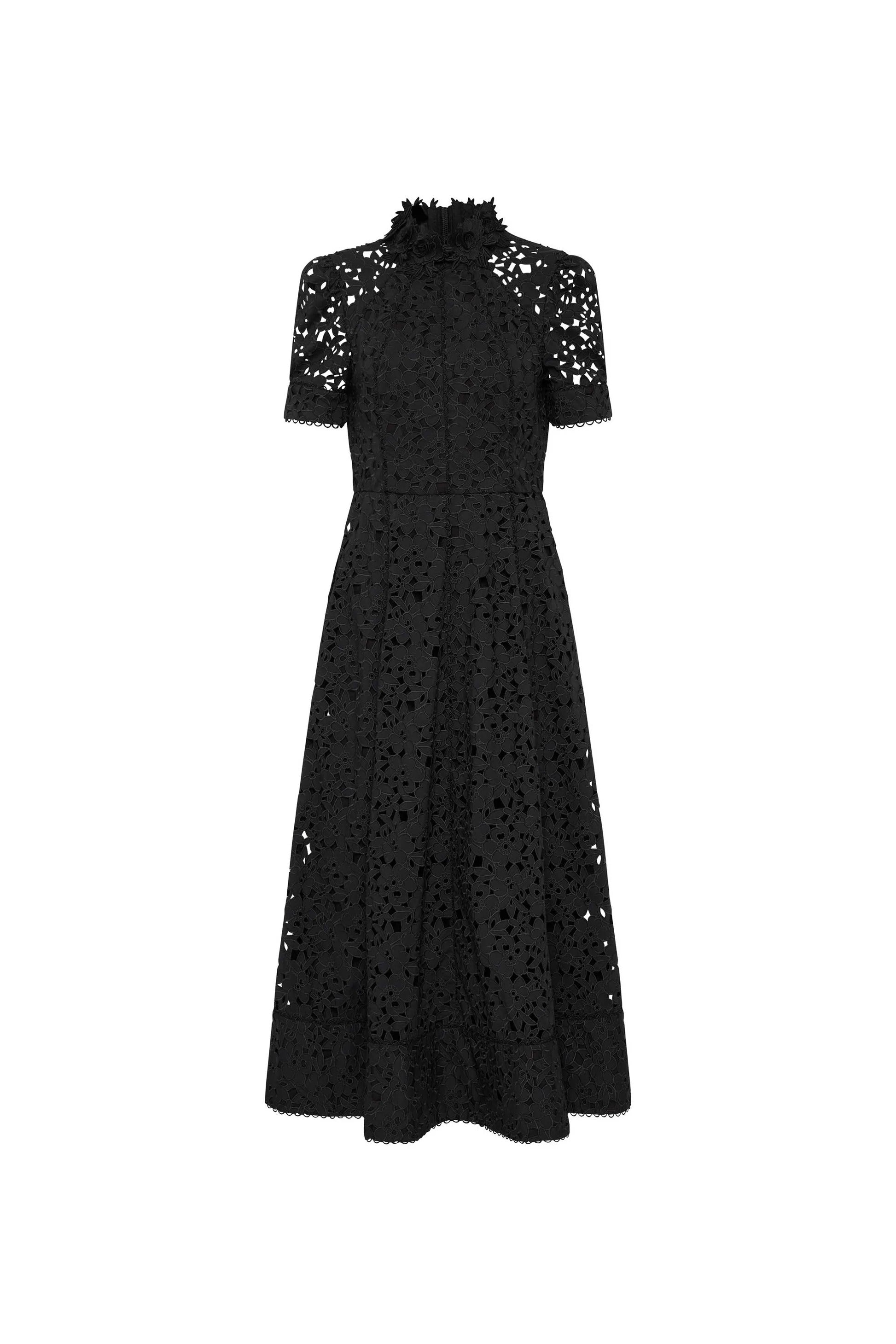Kitsu Short Sleeve Black Midi Dress