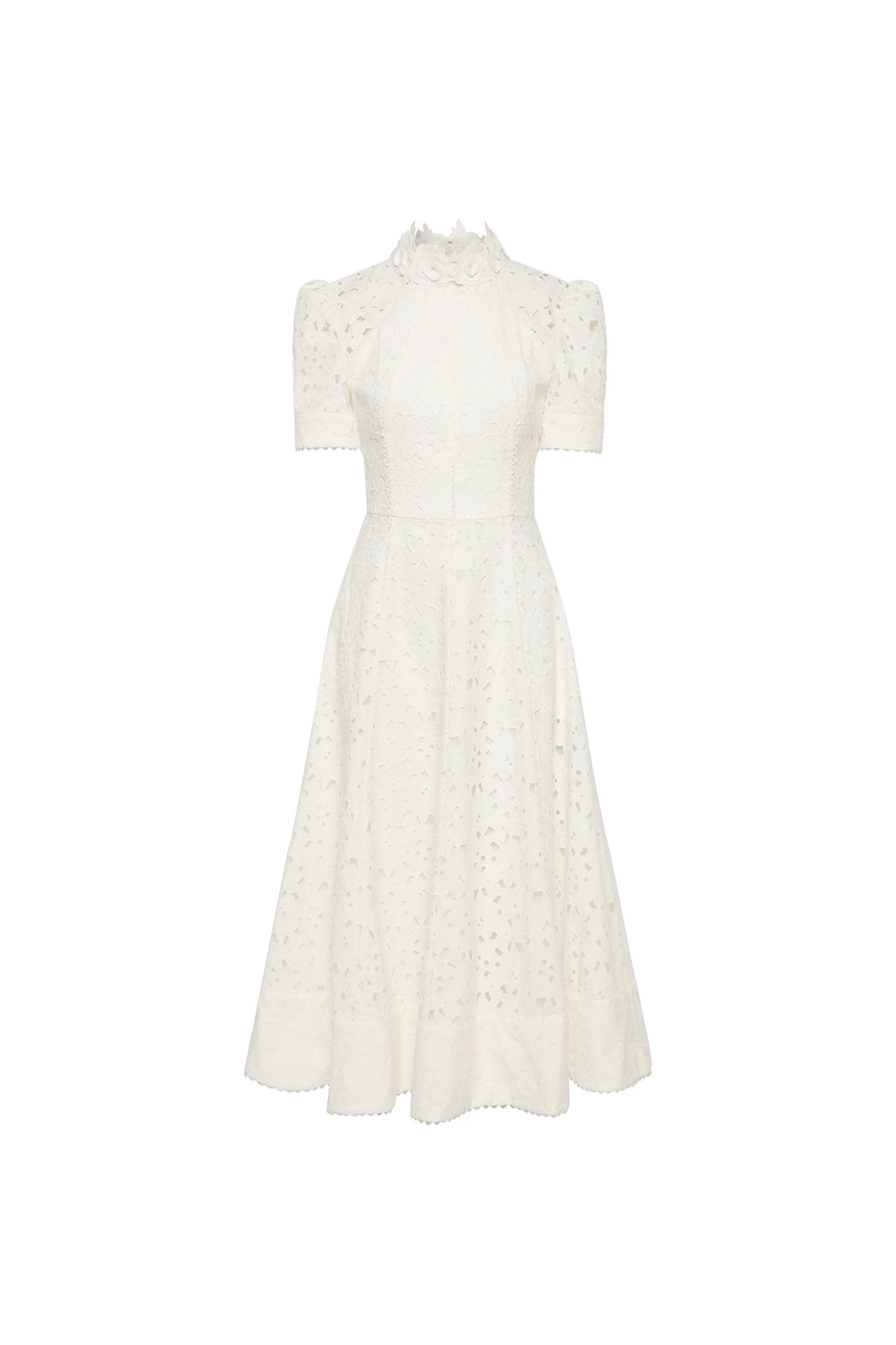 Kitsu Short Sleeve White Midi Dress