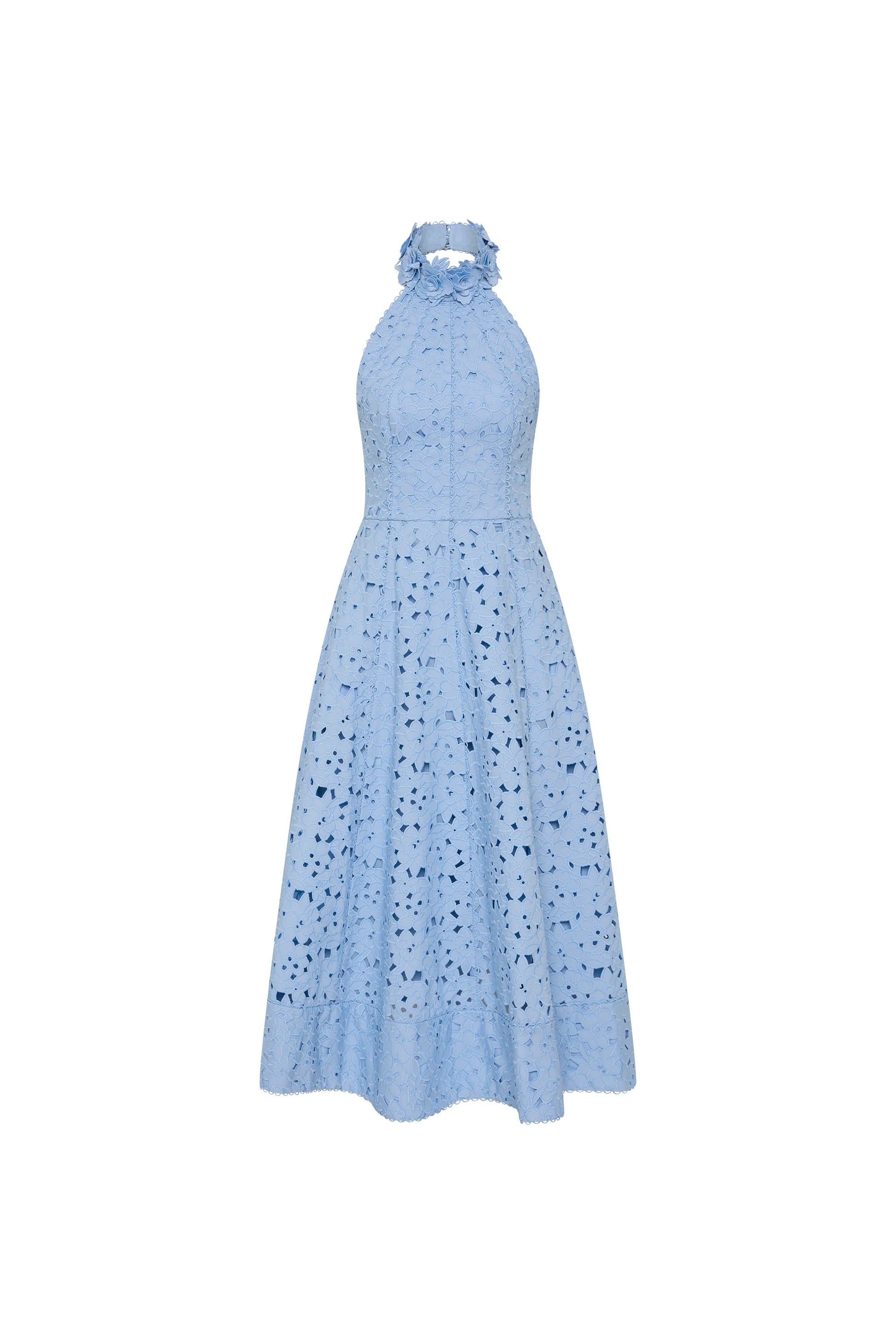 Nuvola Halter Blue Midi Dress