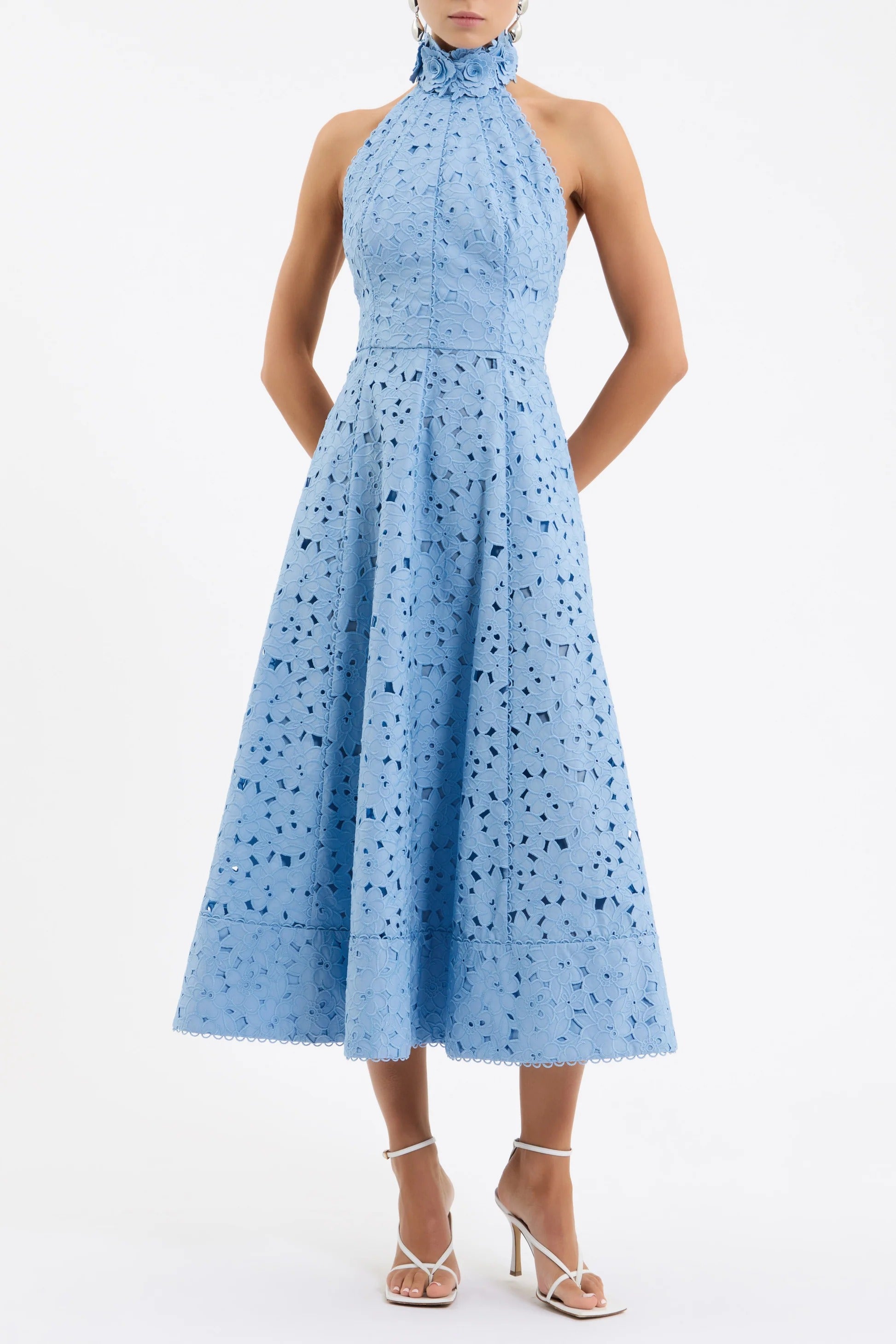 Nuvola Halter Blue Midi Dress