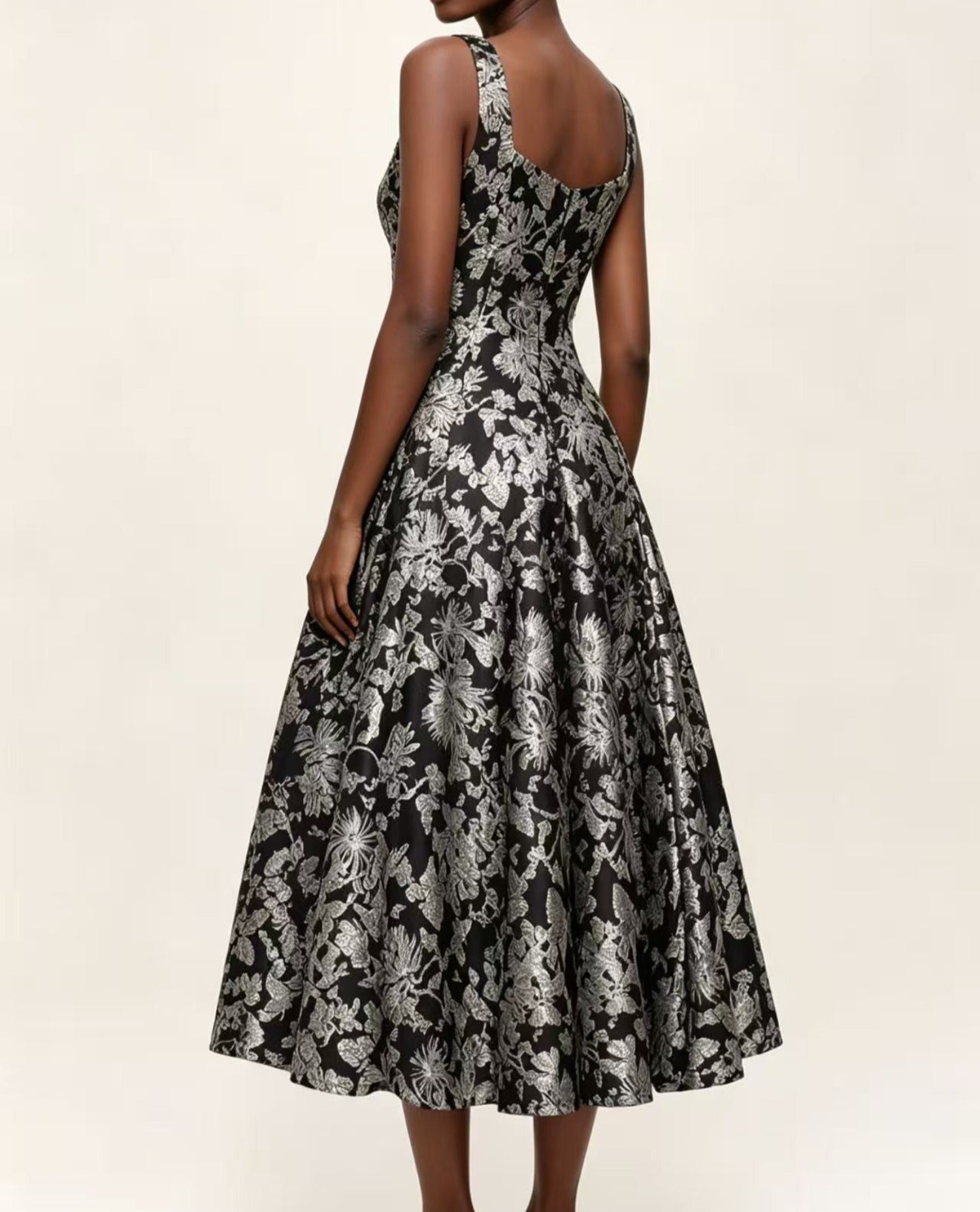 Antonio Melani Morgan Sleeveless Square Neck Jacquard Midi Dress
