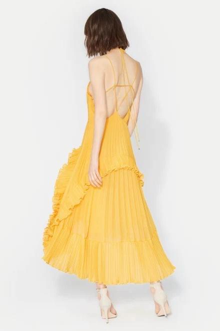 Halston Heritage Halter Pleated Dress
