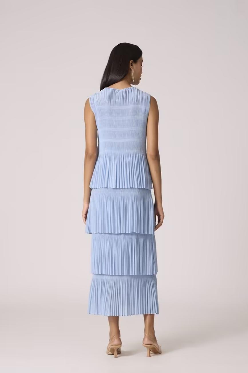Nadia Tier Dress In Sweet Blue