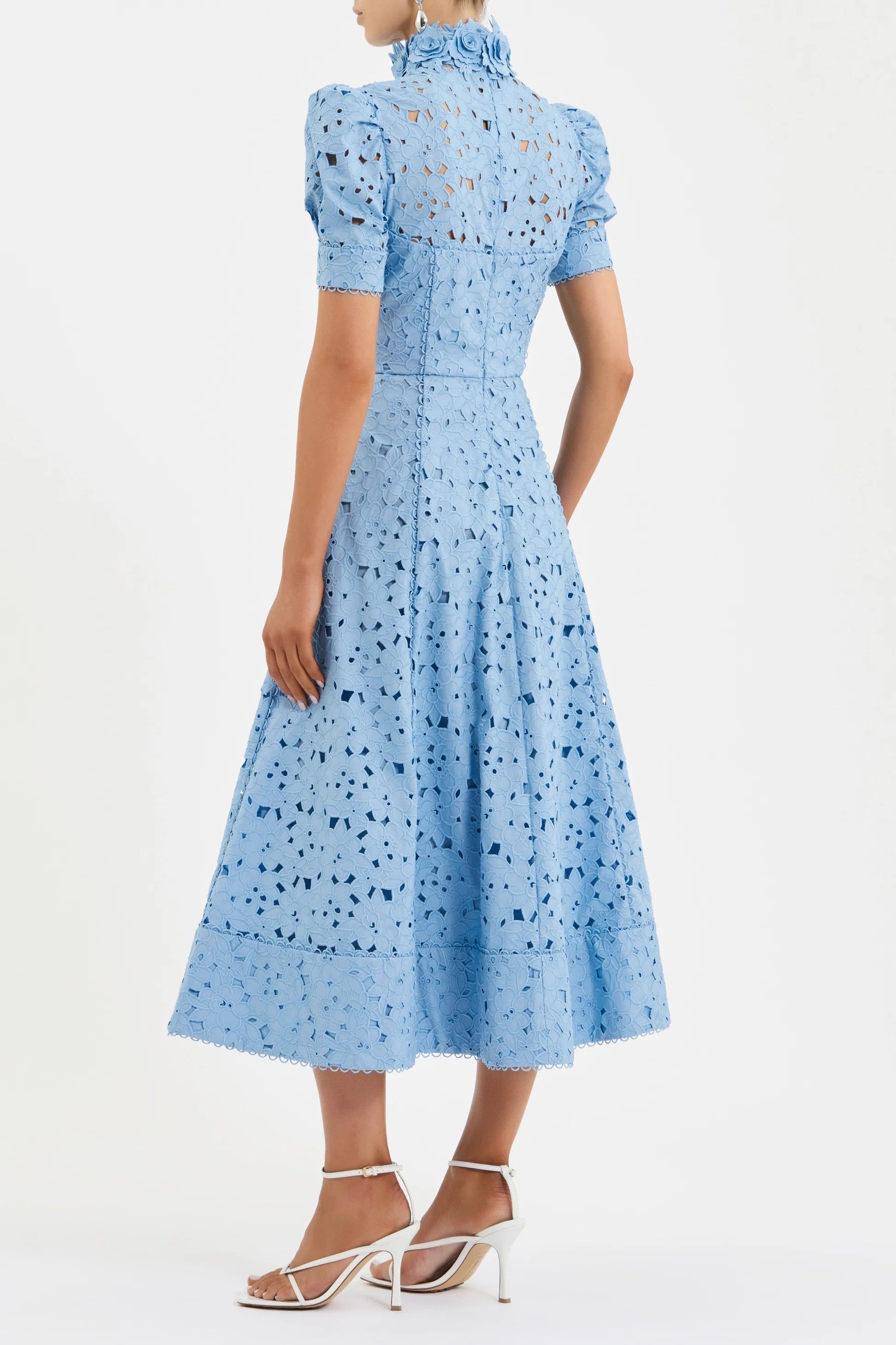 Kitsu Short Sleeve Blue Midi Dress