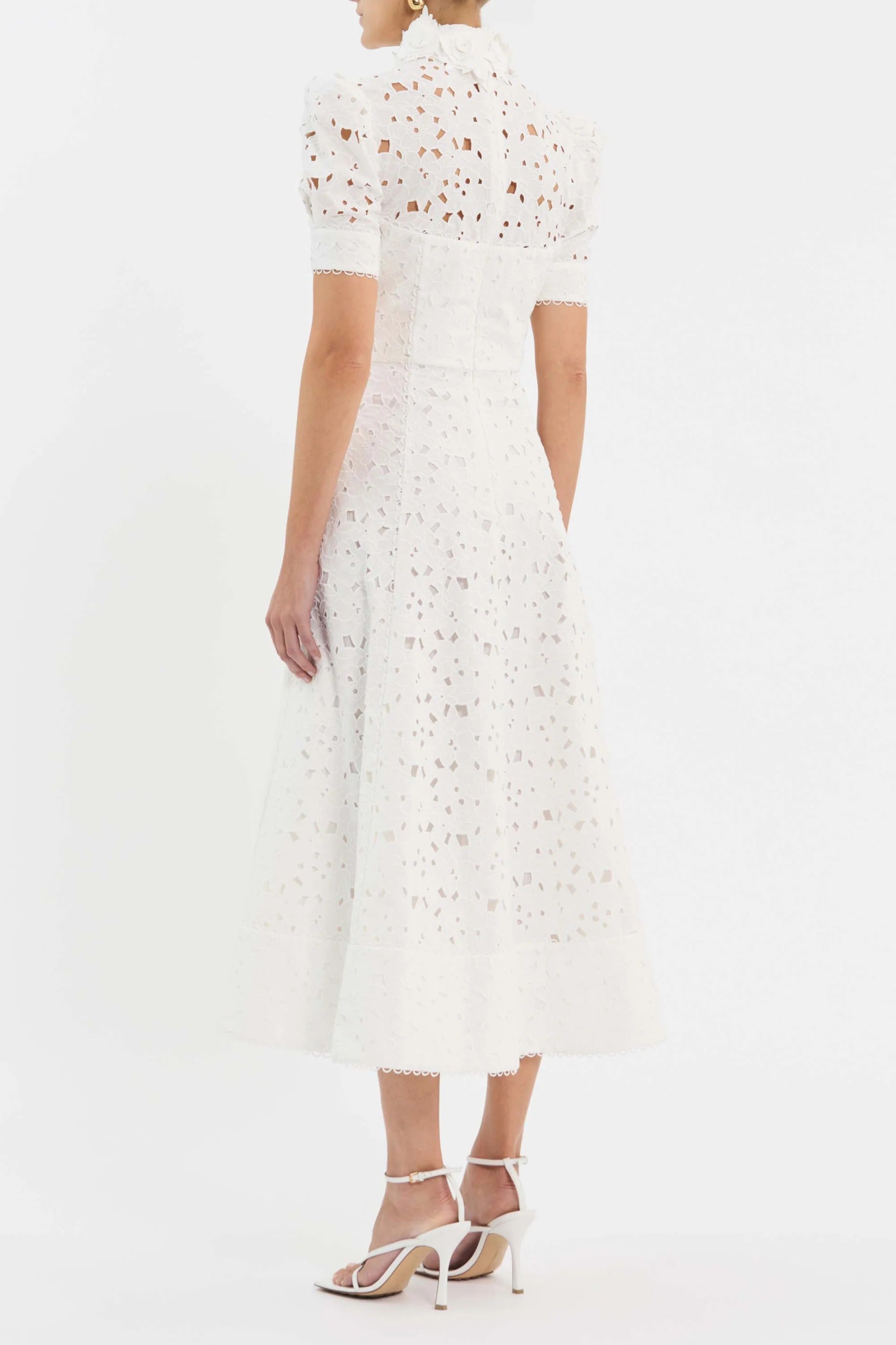 Kitsu Short Sleeve White Midi Dress