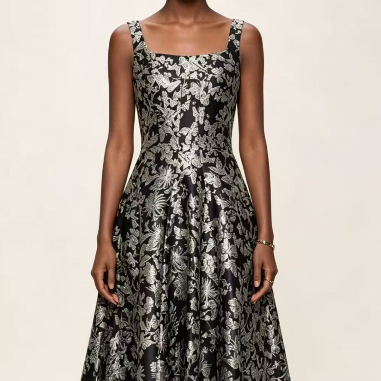 Antonio Melani Morgan Sleeveless Square Neck Jacquard Midi Dress