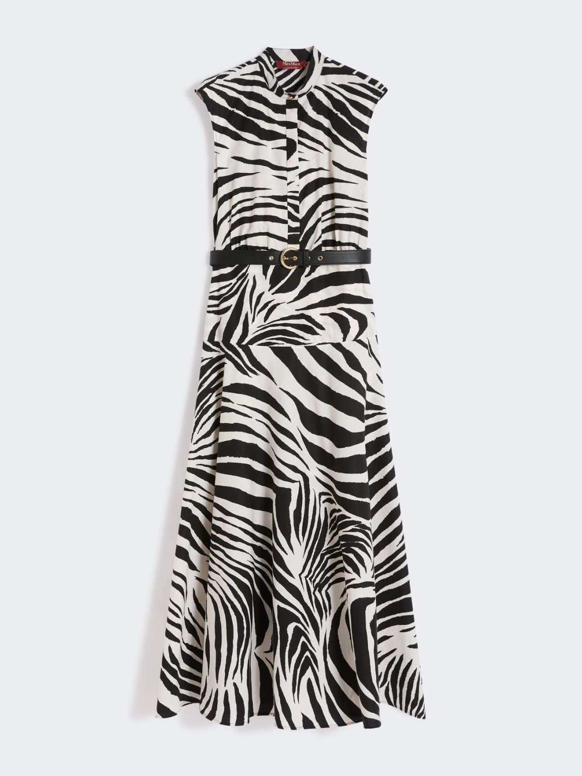 Printed poplin shirt dress Black