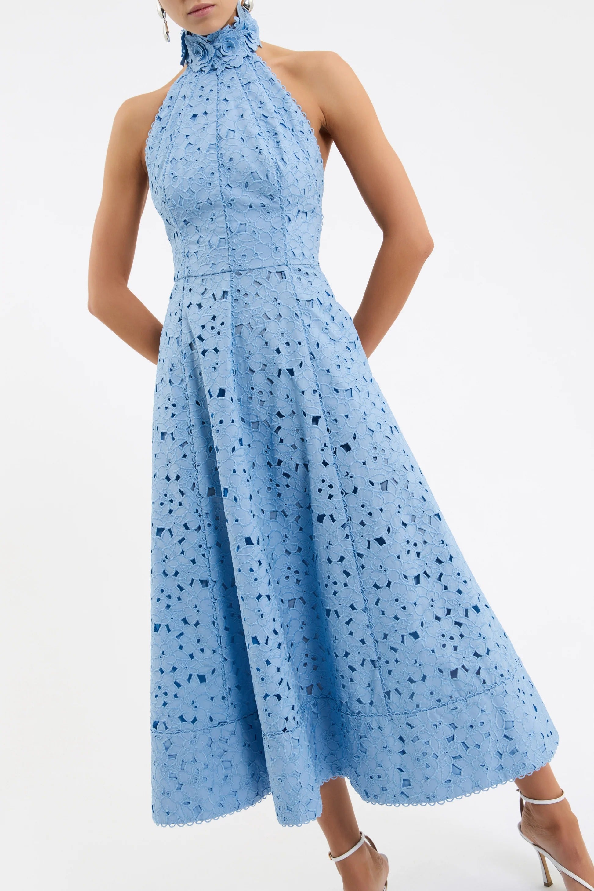 Nuvola Halter Blue Midi Dress