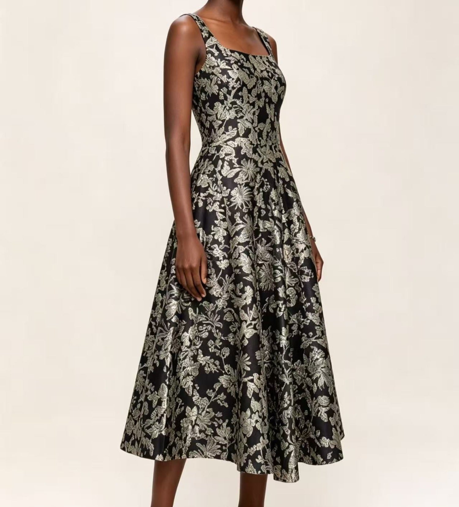 Antonio Melani Morgan Sleeveless Square Neck Jacquard Midi Dress