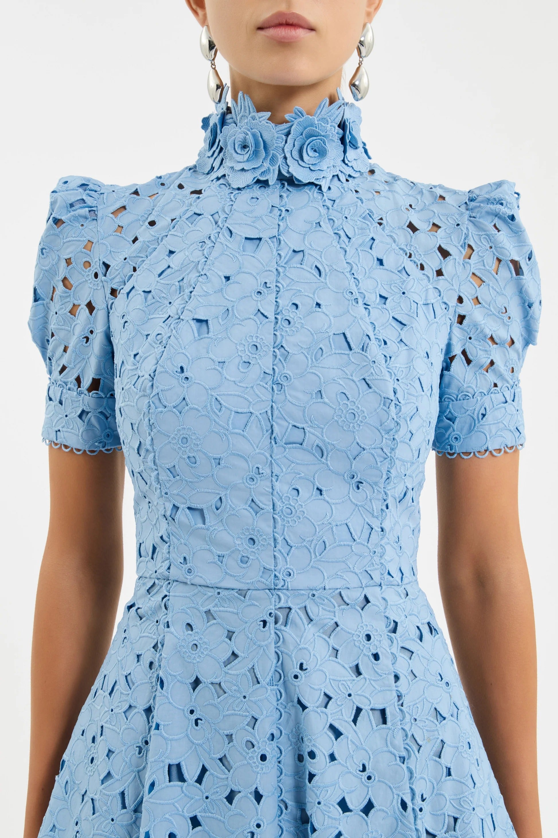Kitsu Short Sleeve Blue Midi Dress