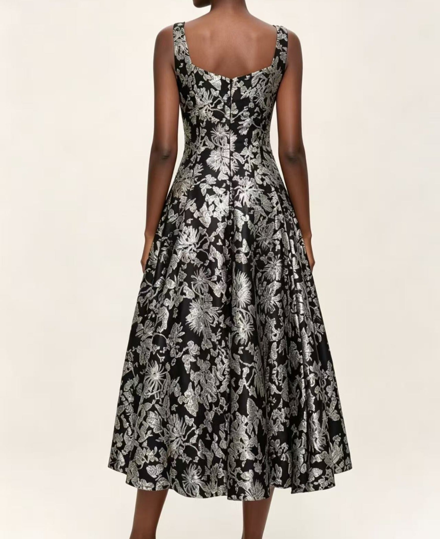 Antonio Melani Morgan Sleeveless Square Neck Jacquard Midi Dress