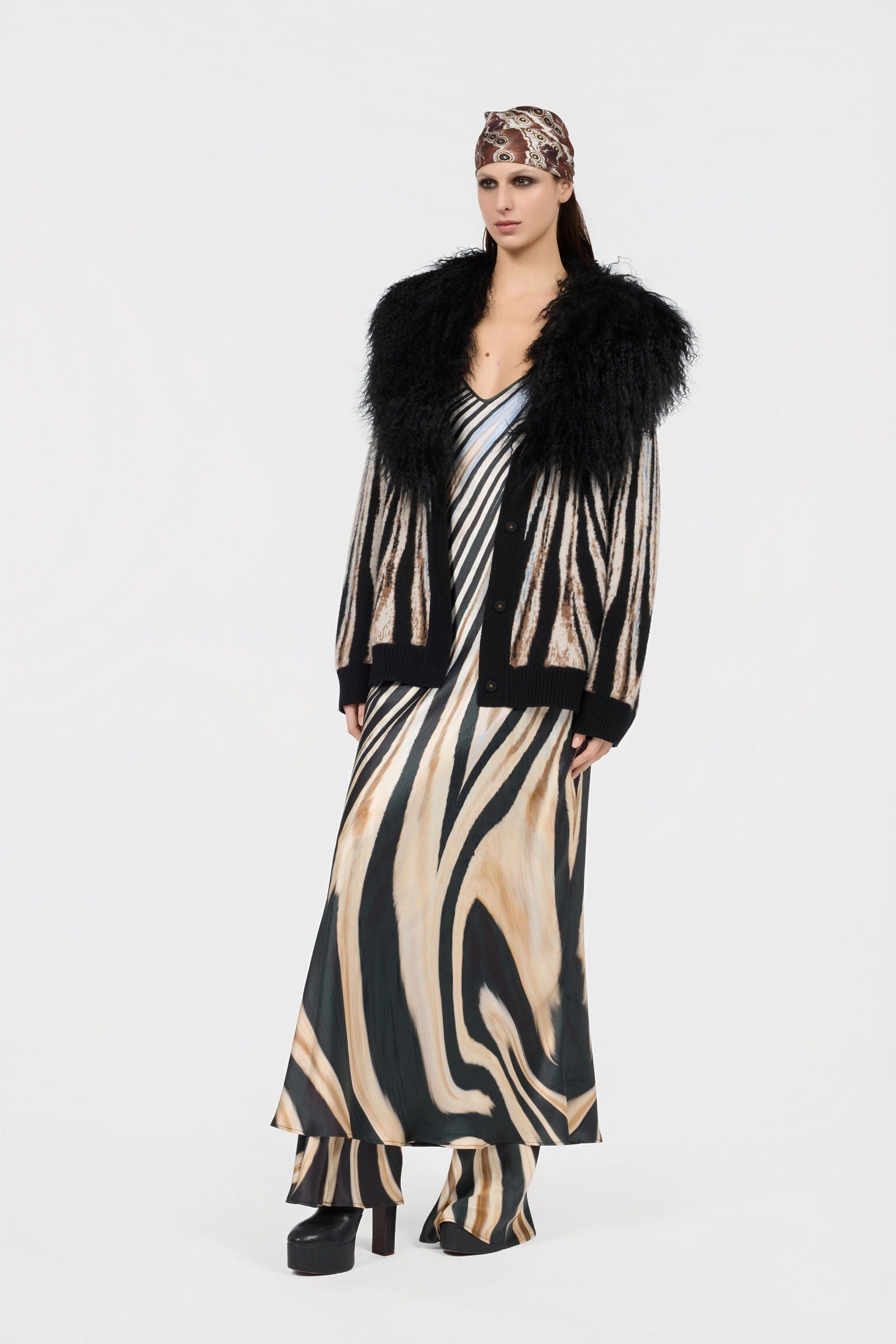 Zebra Druck Slip Kleid