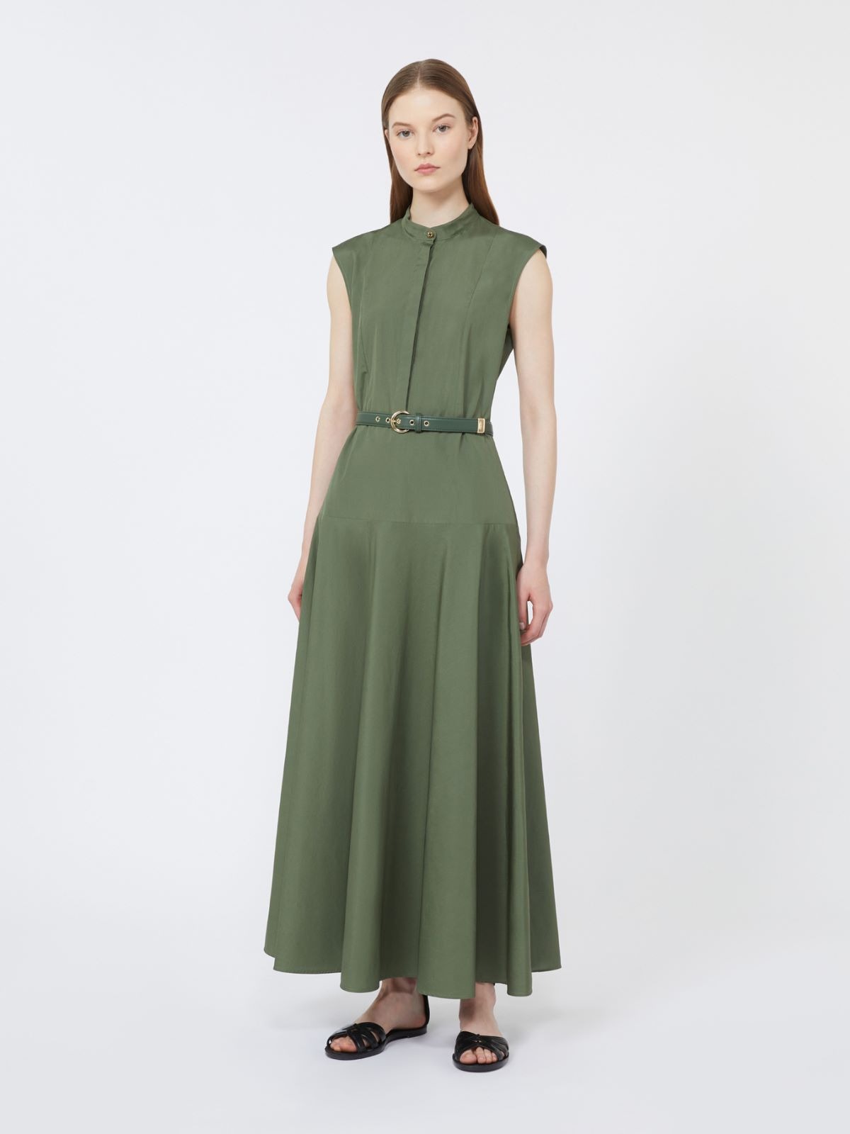 Cotton poplin circle dress Kaki