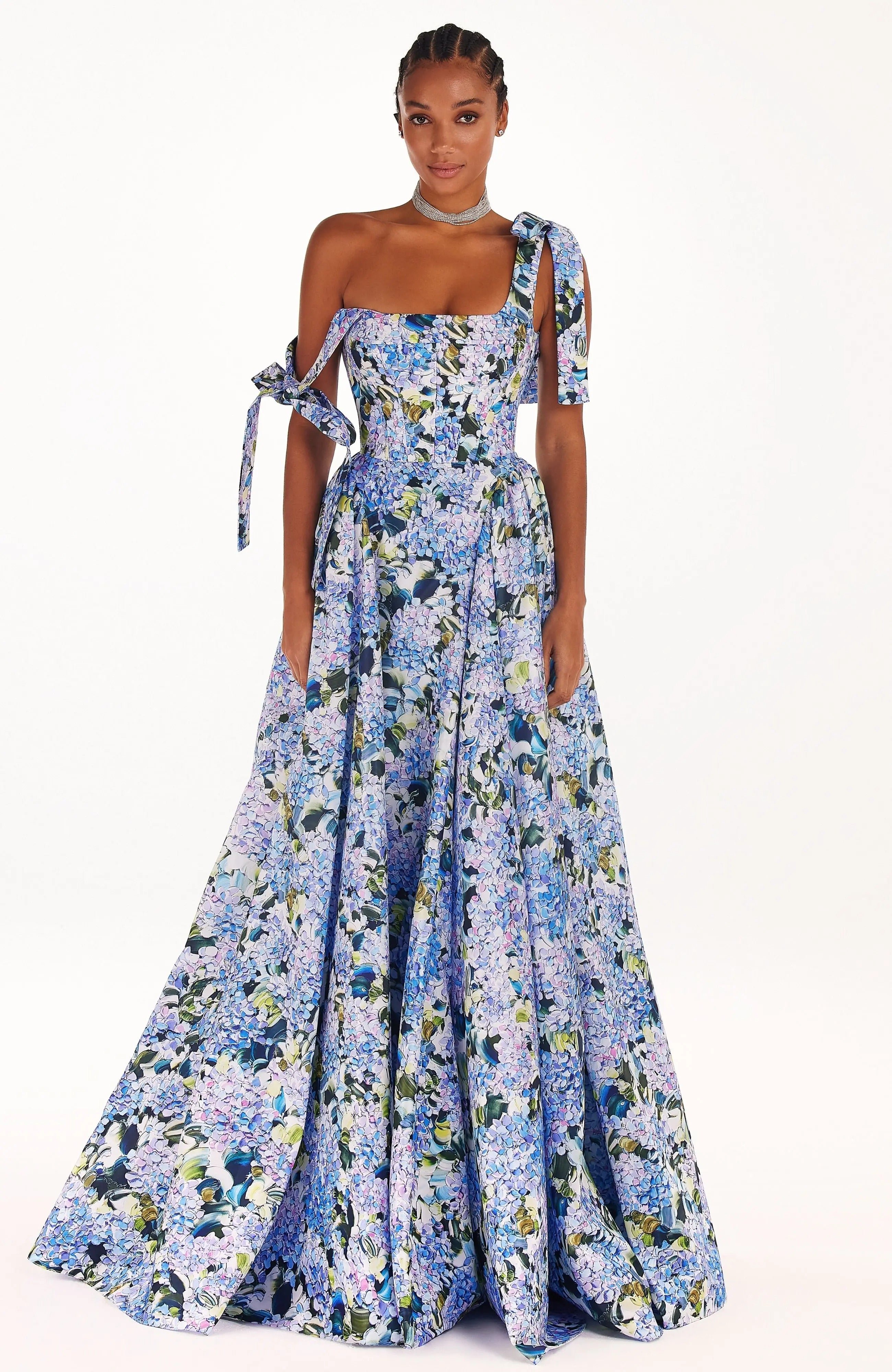 A-Line Corset Taffeta Maxi