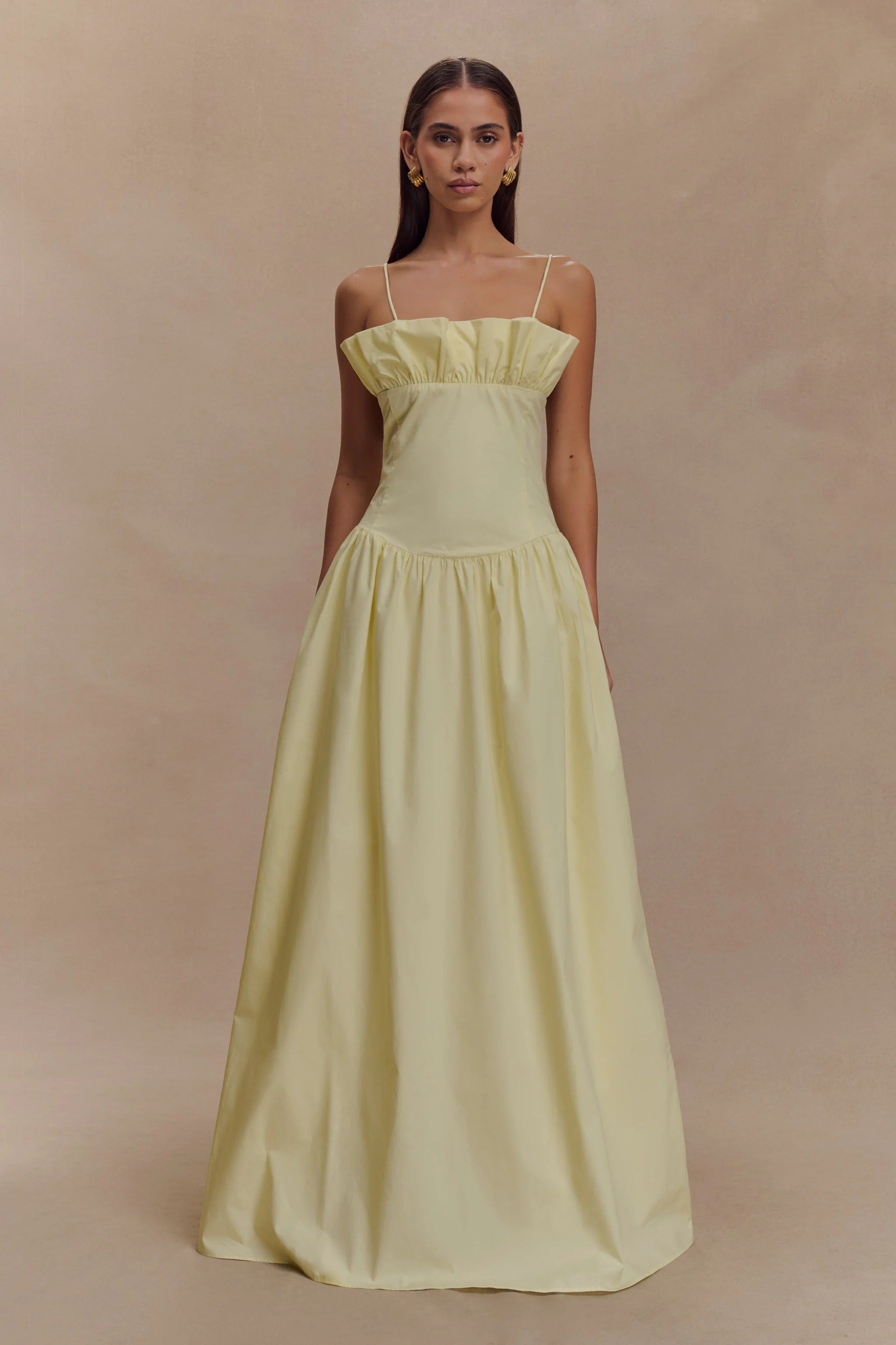 Cotton Frill Maxi Dress - Lemon