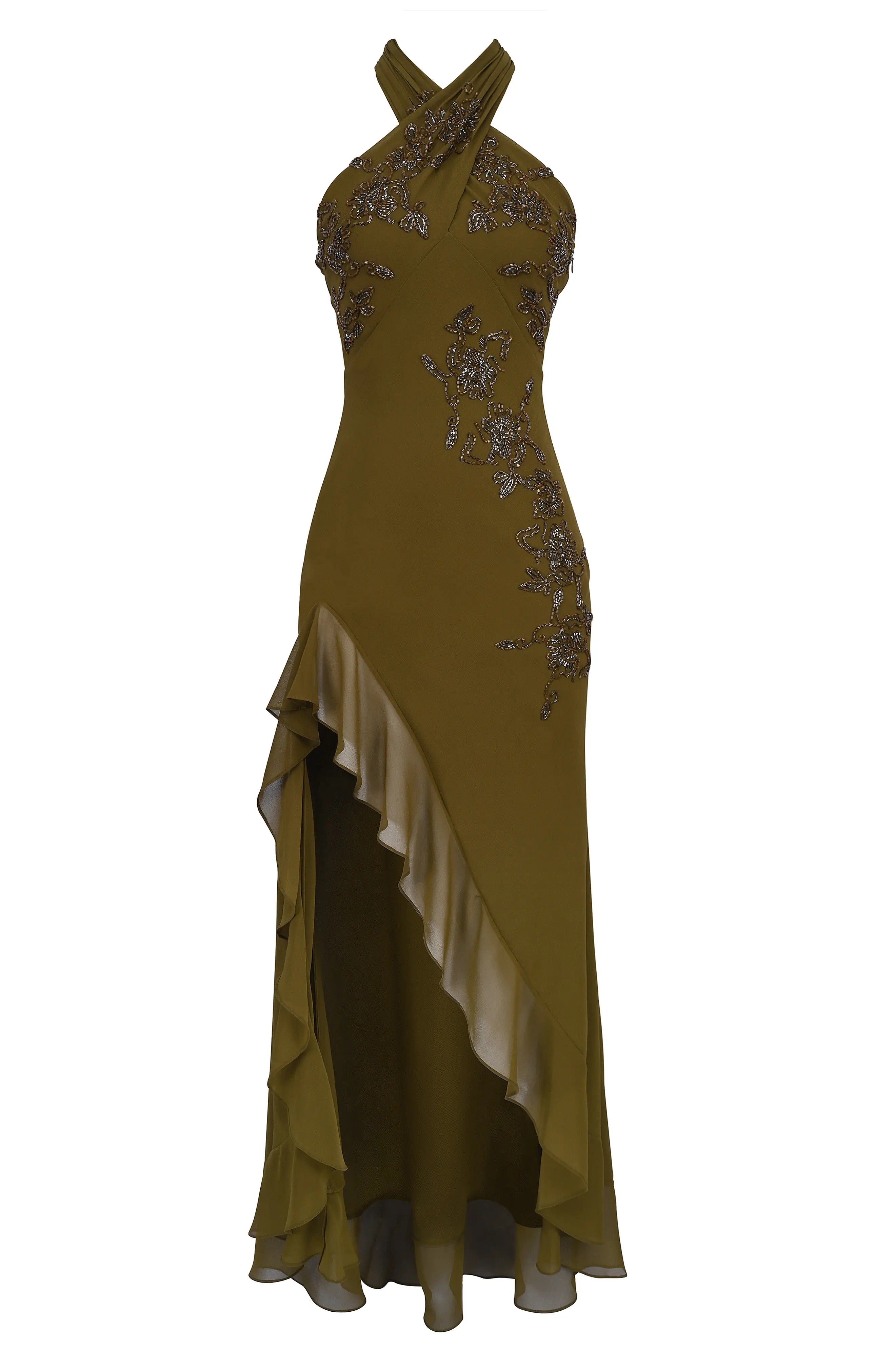 Raquel Georgette Halter Maxi Gown