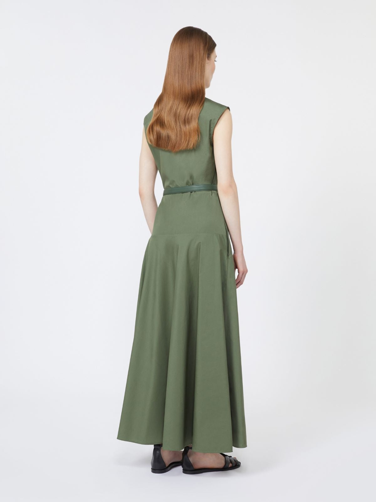 Cotton poplin circle dress Kaki