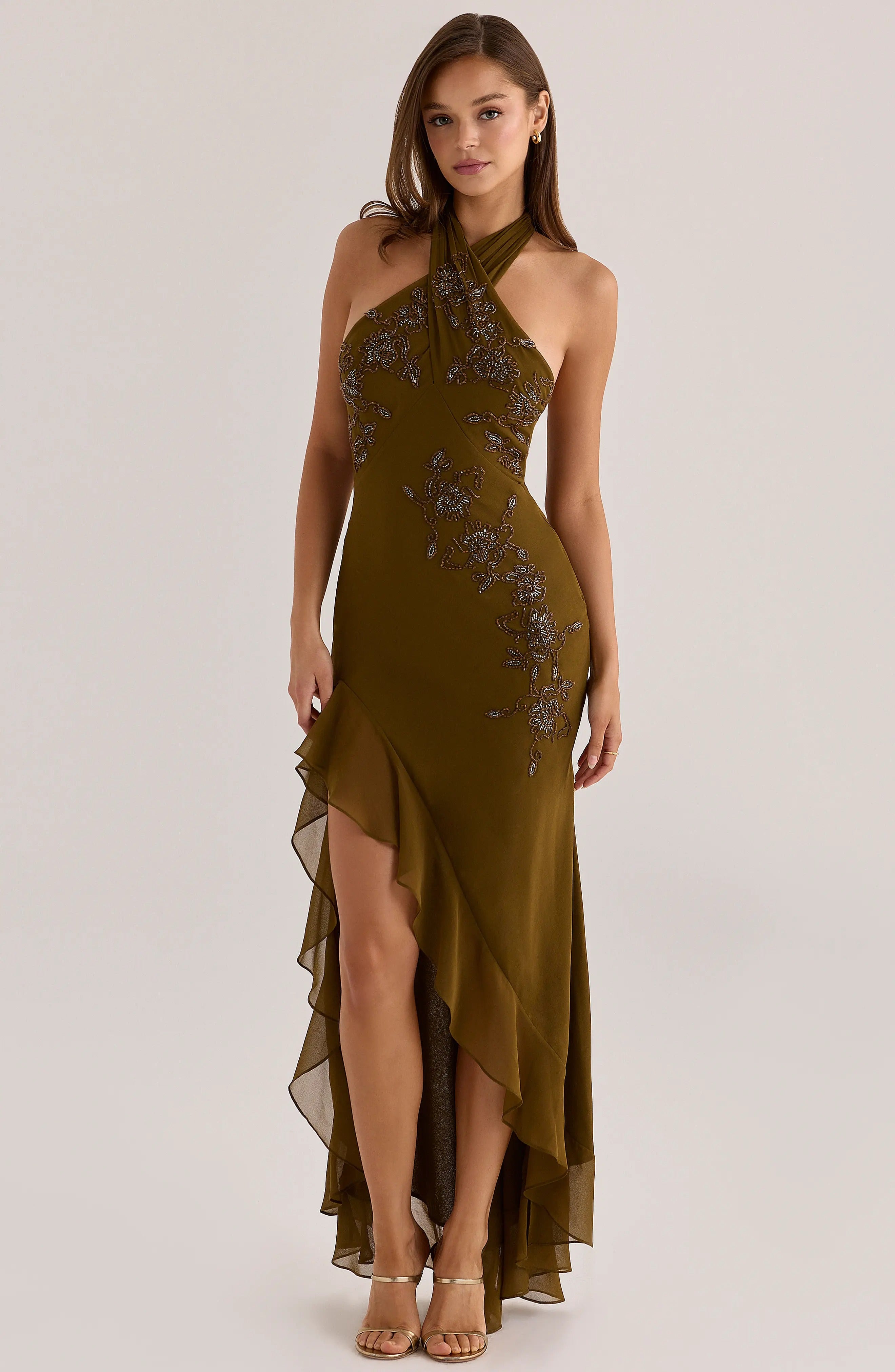 Raquel Georgette Halter Maxi Gown