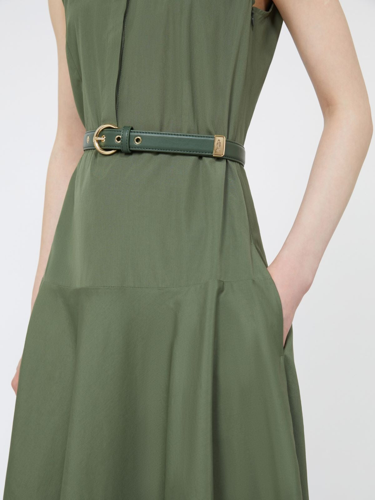 Cotton poplin circle dress Kaki