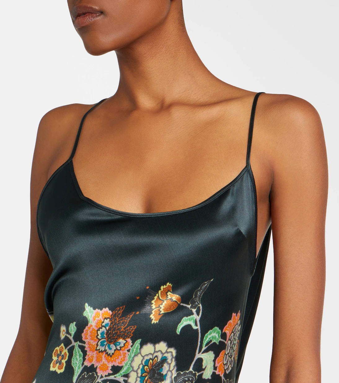 Roberto Cavalli Floral Silk Satin Slip Dress