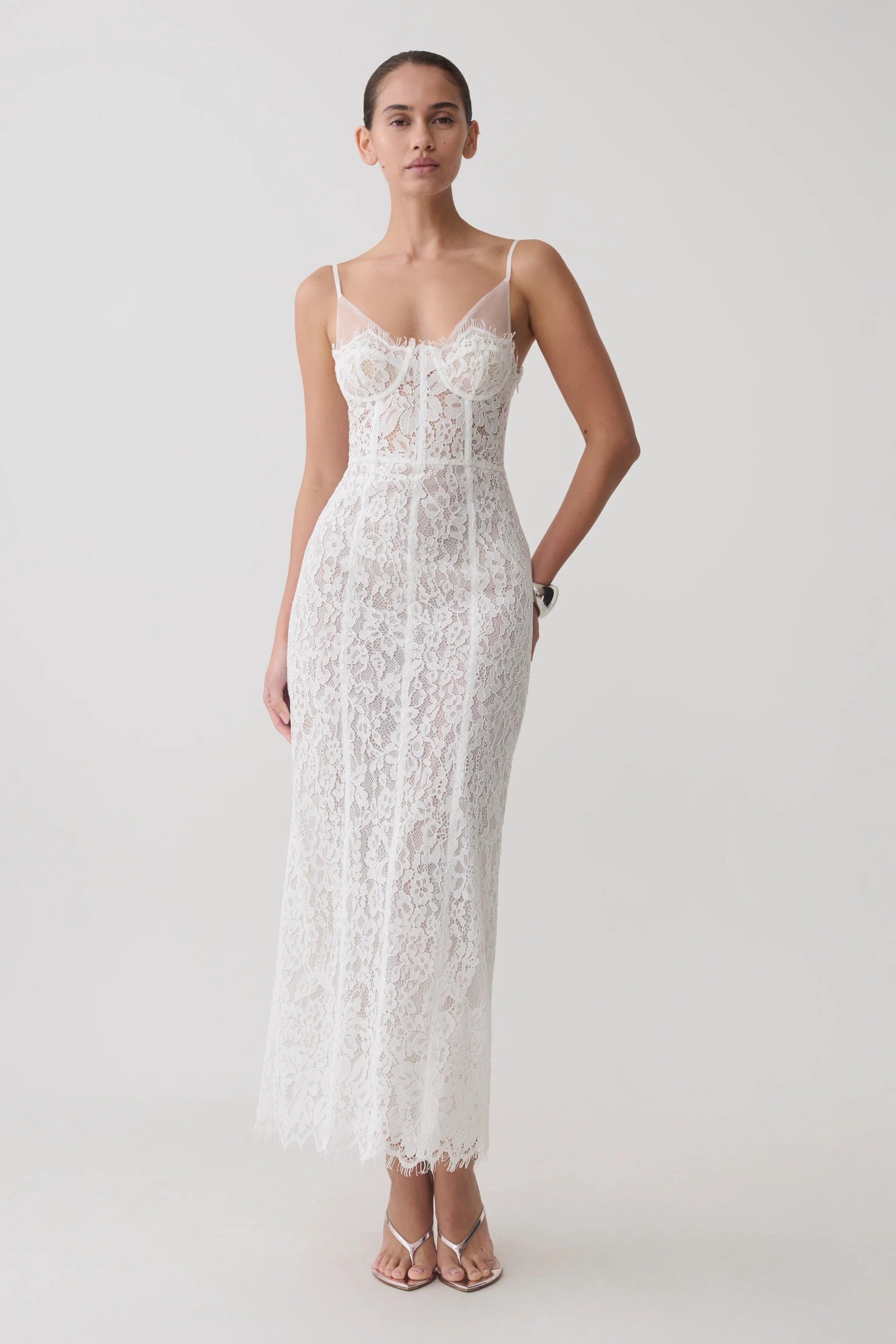 Ottilie Lace And Mesh Midi Dress
