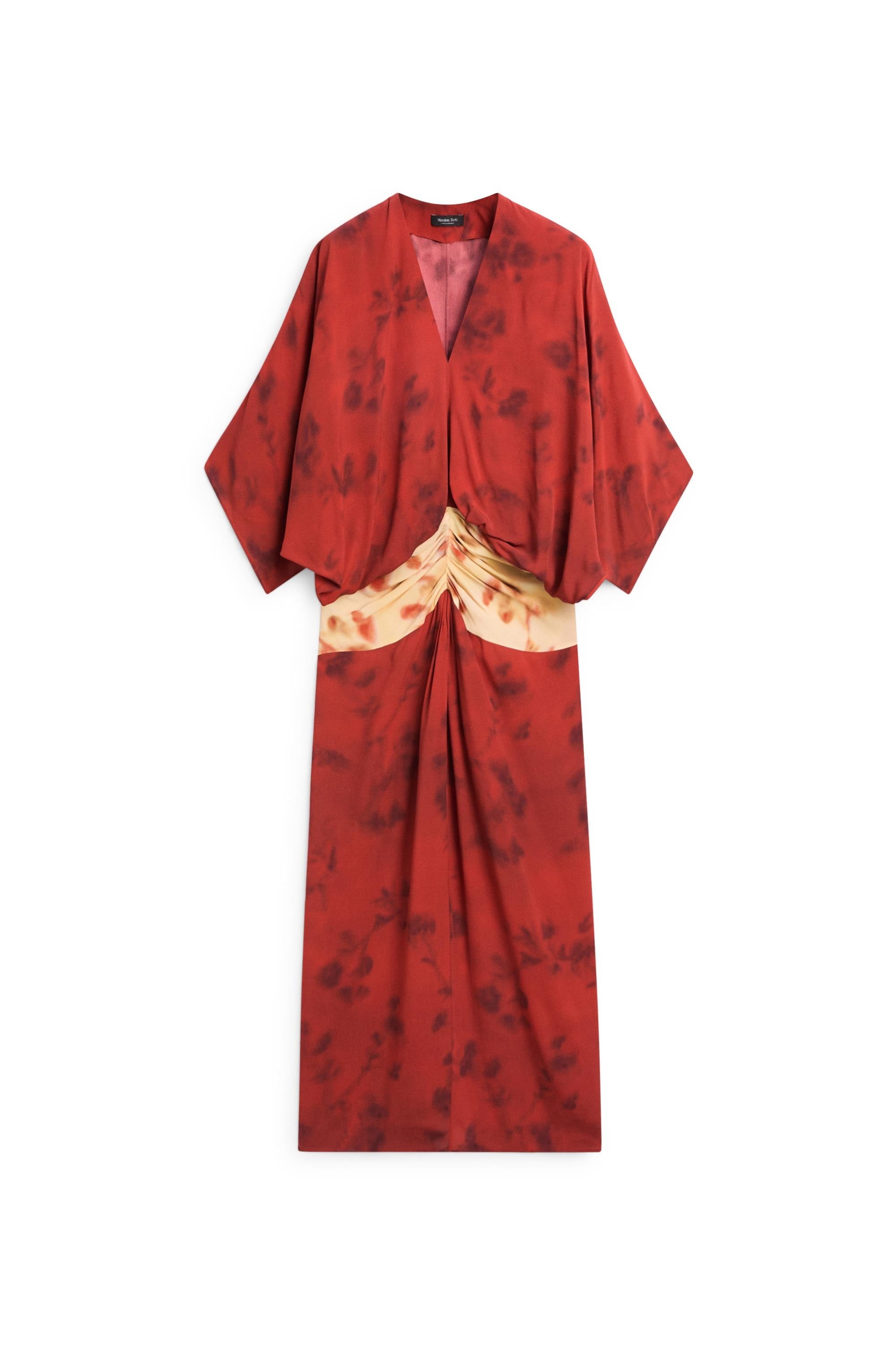 Printed flowing dress with sash detail
