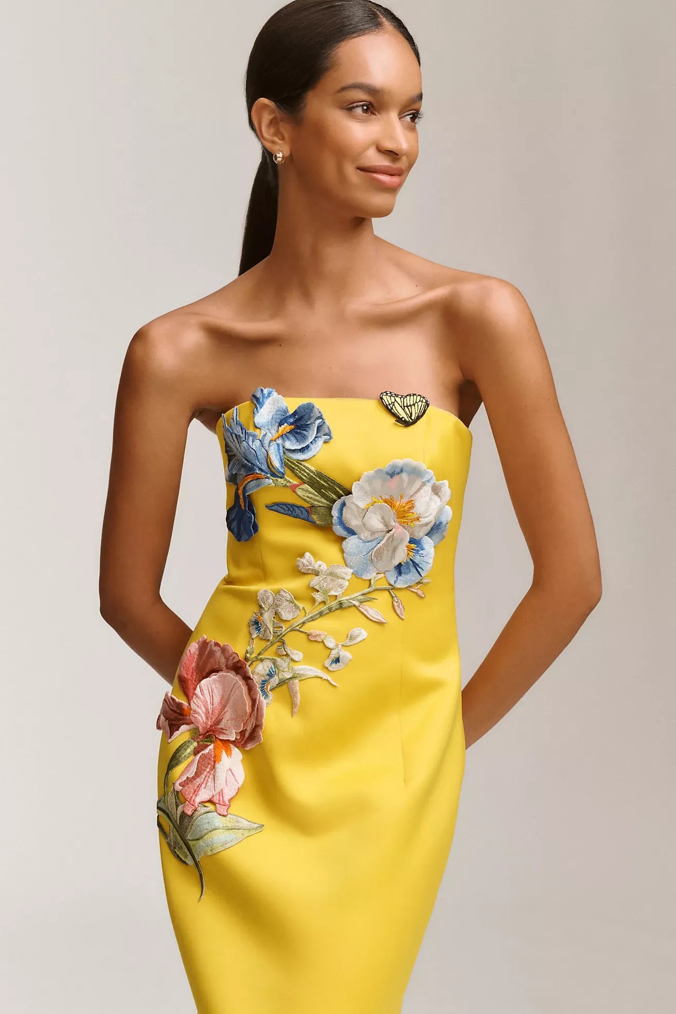 Rayna Appliqué Floral Strapless Maxi Dress