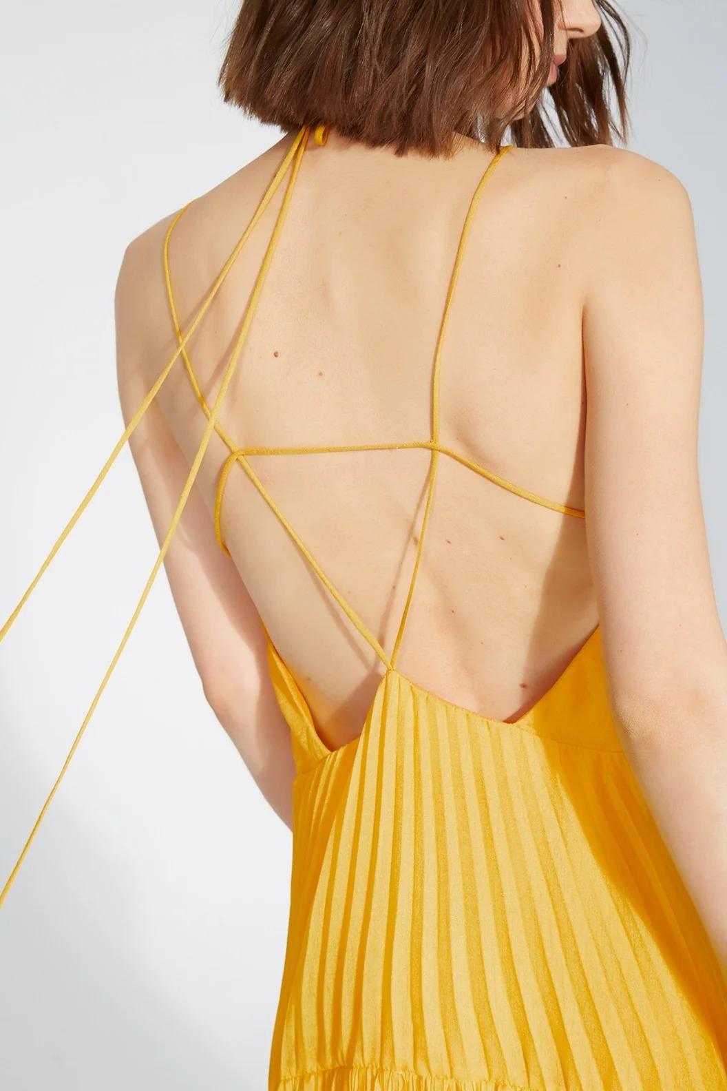 Halston Heritage Halter Pleated Dress
