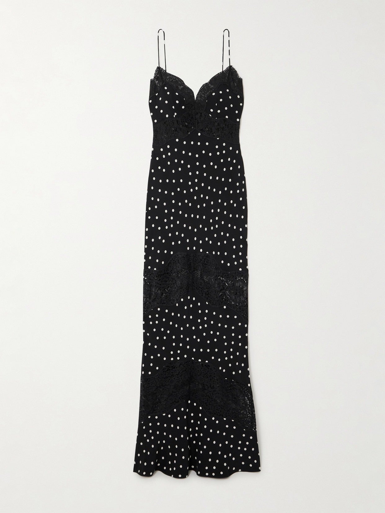 celyn lace-trimmed polka-dot crepe maxi dress