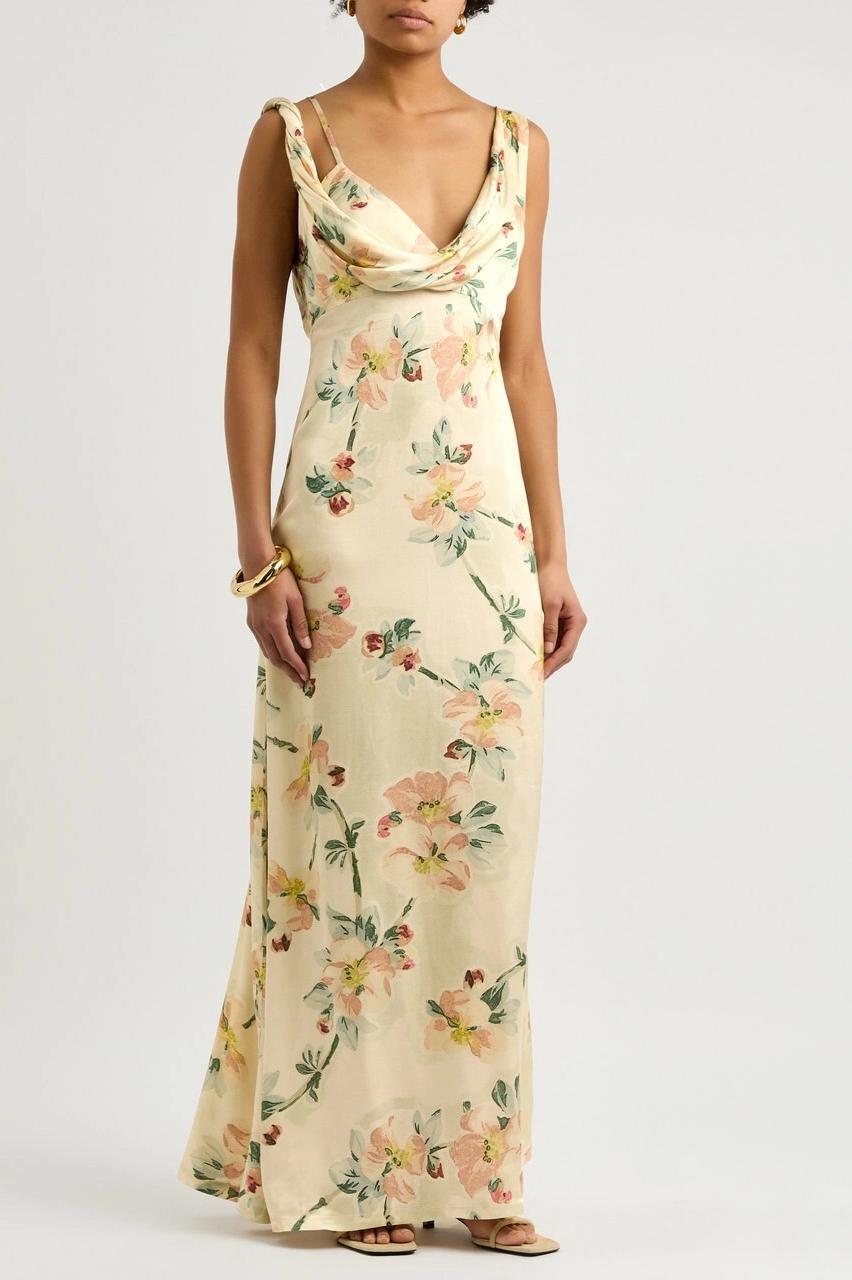 Toteme Floral-print Satin Maxi Dress