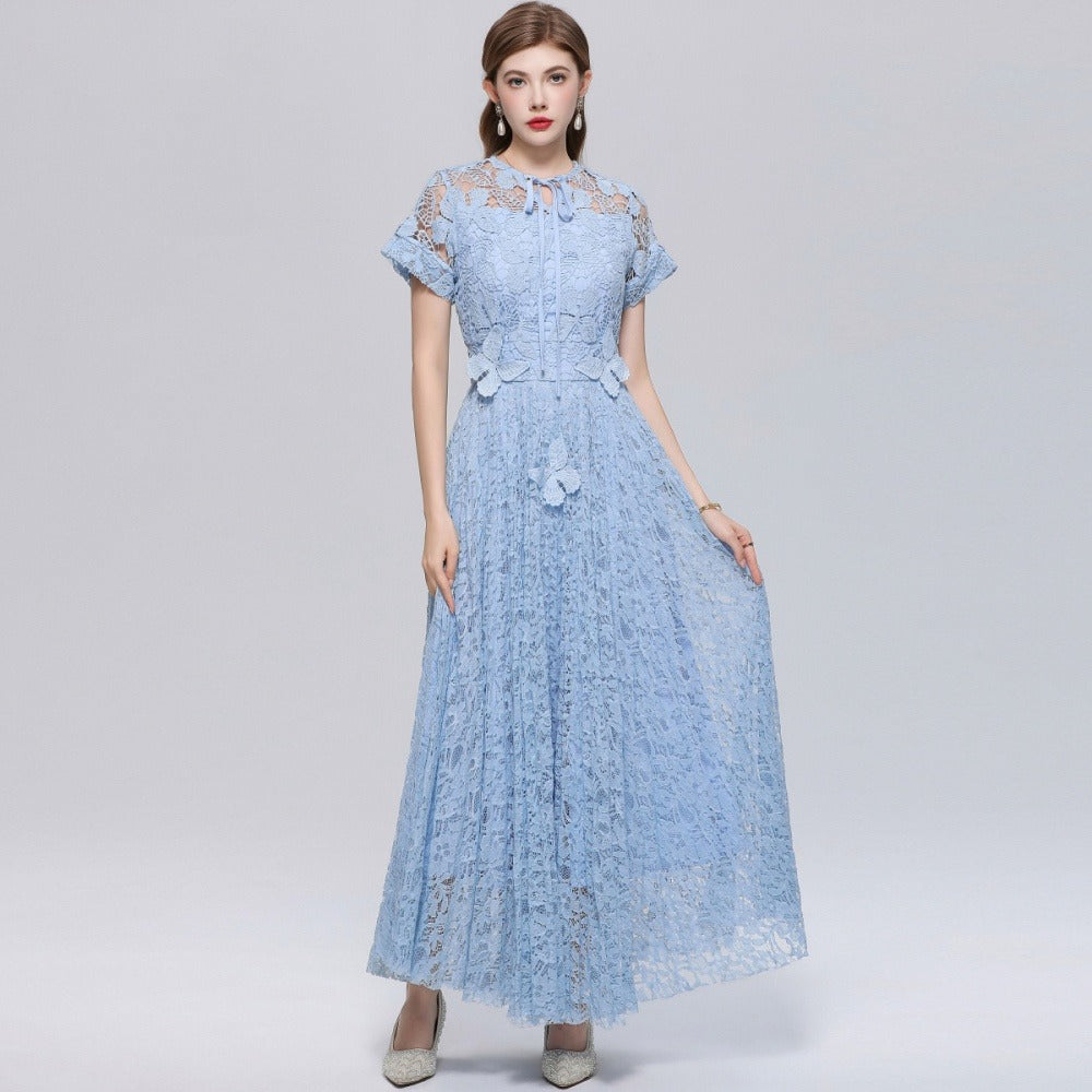Light Luxury Butterfly Decoration Dress Irregular Long Dress