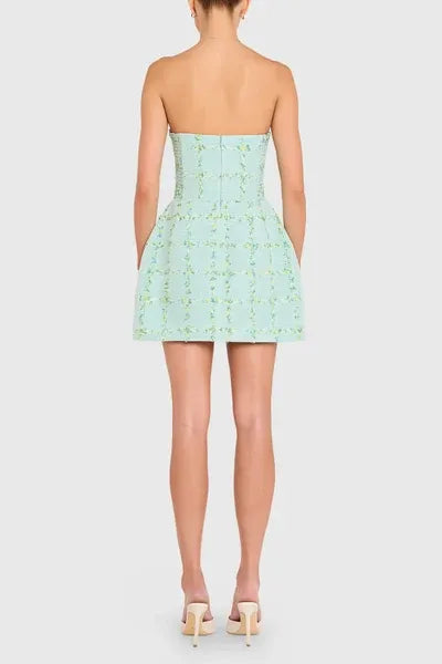 Bethany Skort Romper - Strapless Blue