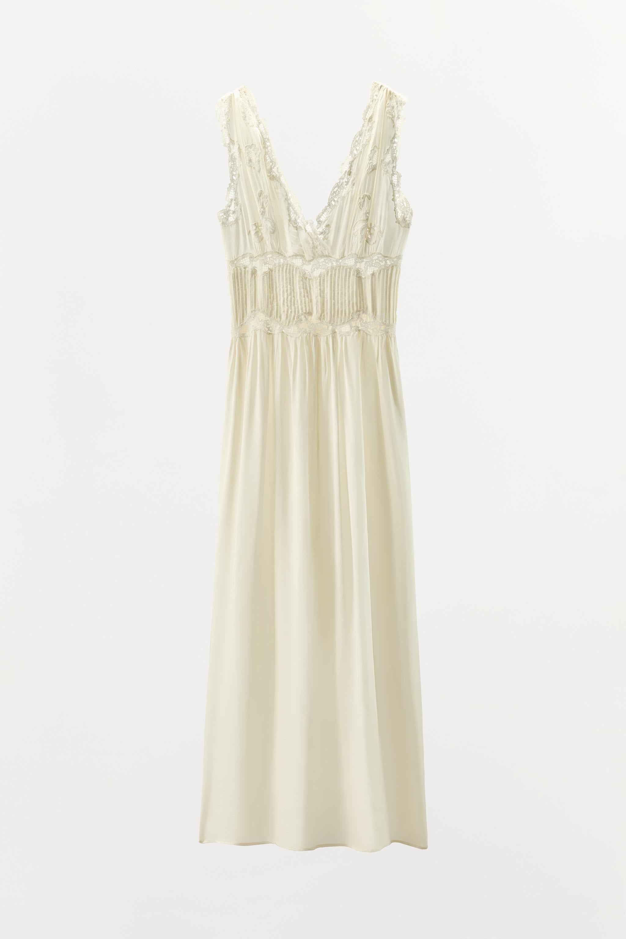 LIMITED EDITION SATIN EFFECT PLEATED LACE DRESS
