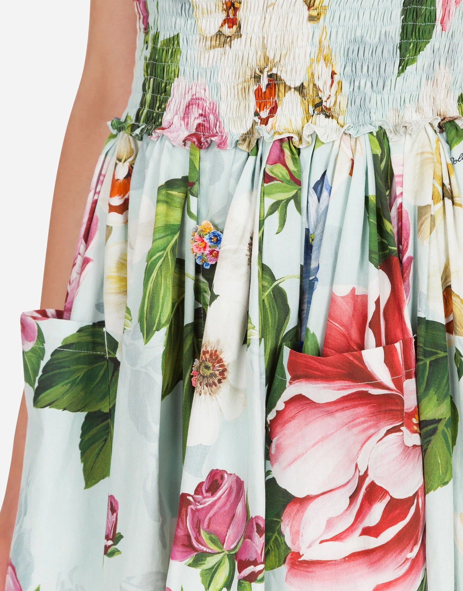 SHORT FLORAL-PRINT POPLIN DRESS