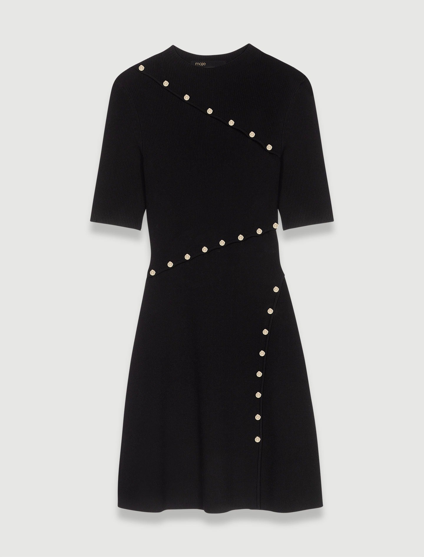 Ribbed Knit Black Dress