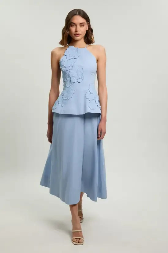 KarenMillen Cotton Linen 3D Floral Midi Dress