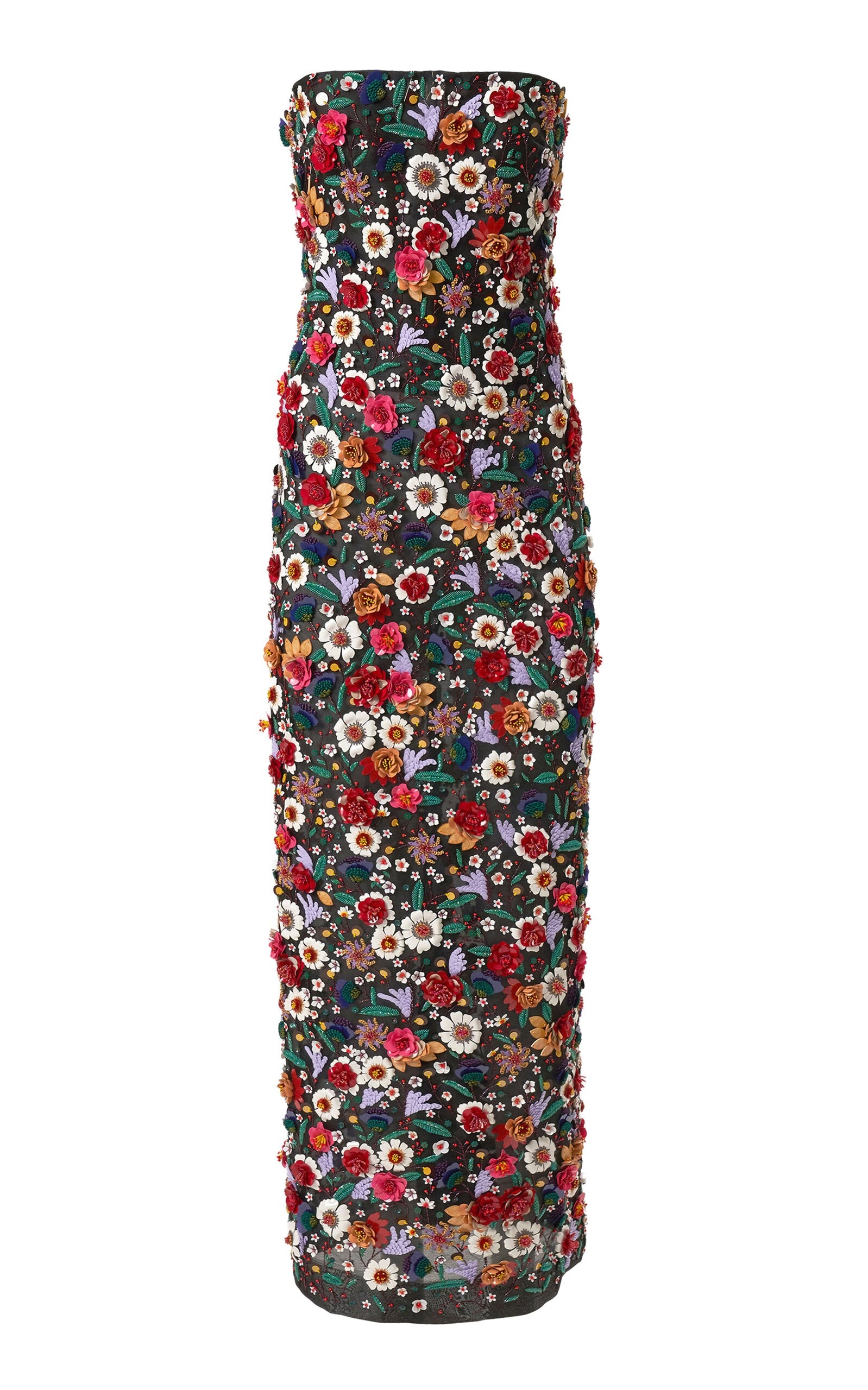 Embellished Crepe Silk Organza Ankle-Length Dress